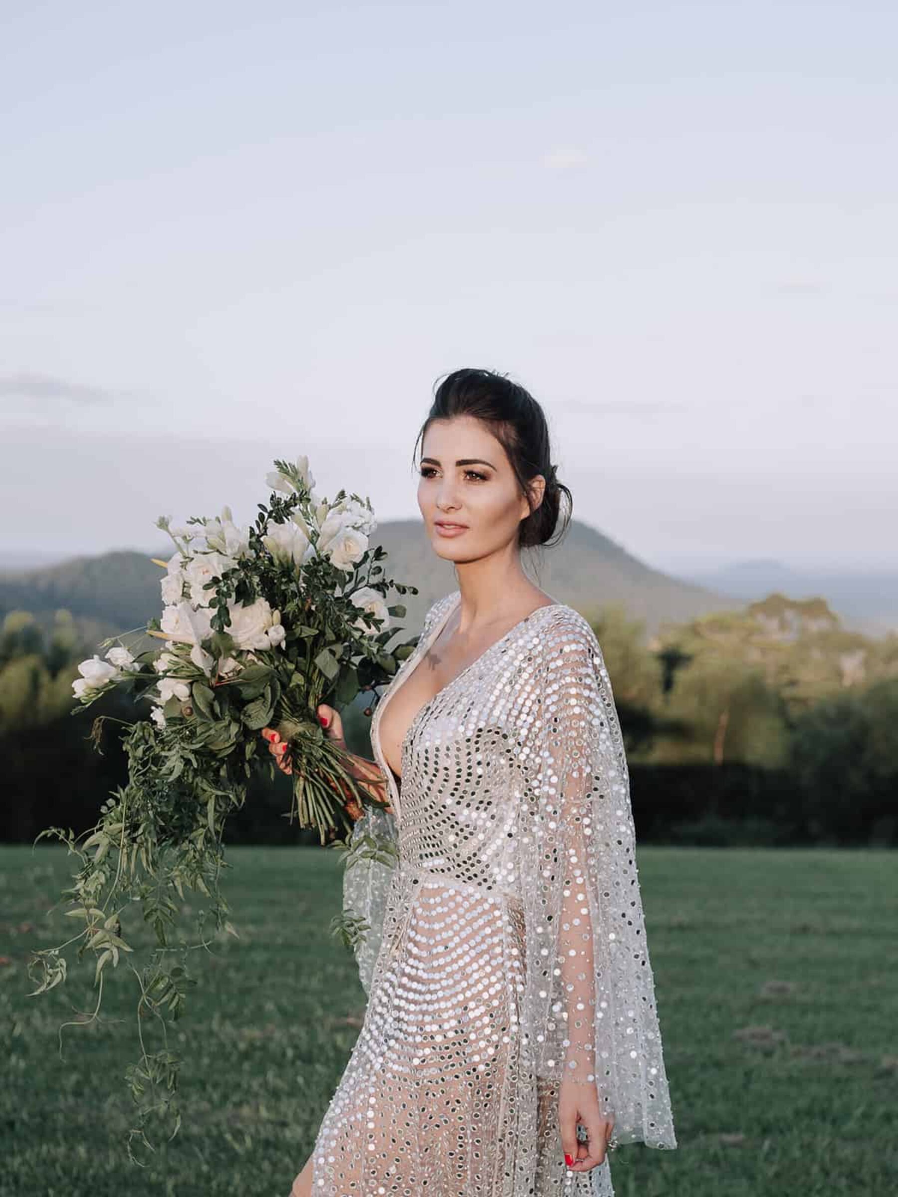 sheer sequinned wedding dress by One Day Bridal