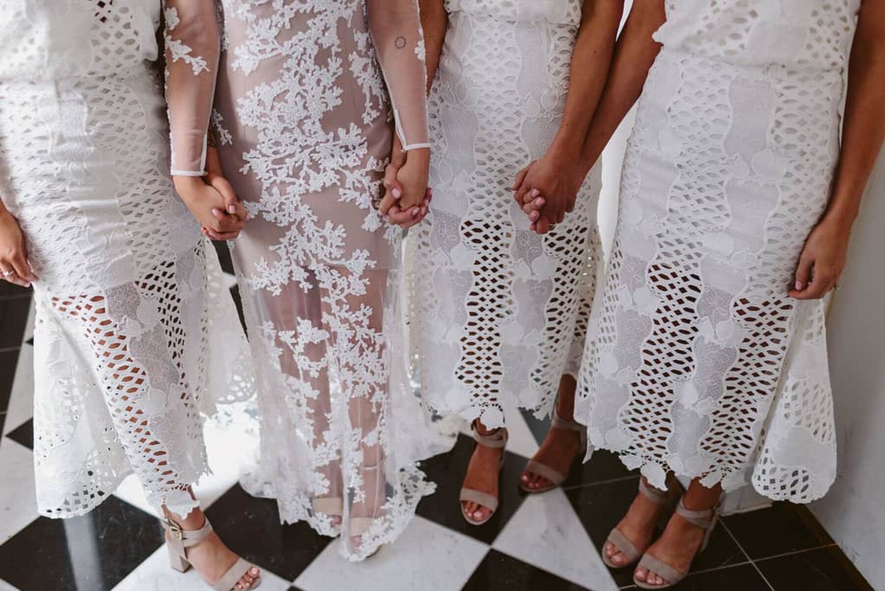 white Alice McCall bridesmaid dresses