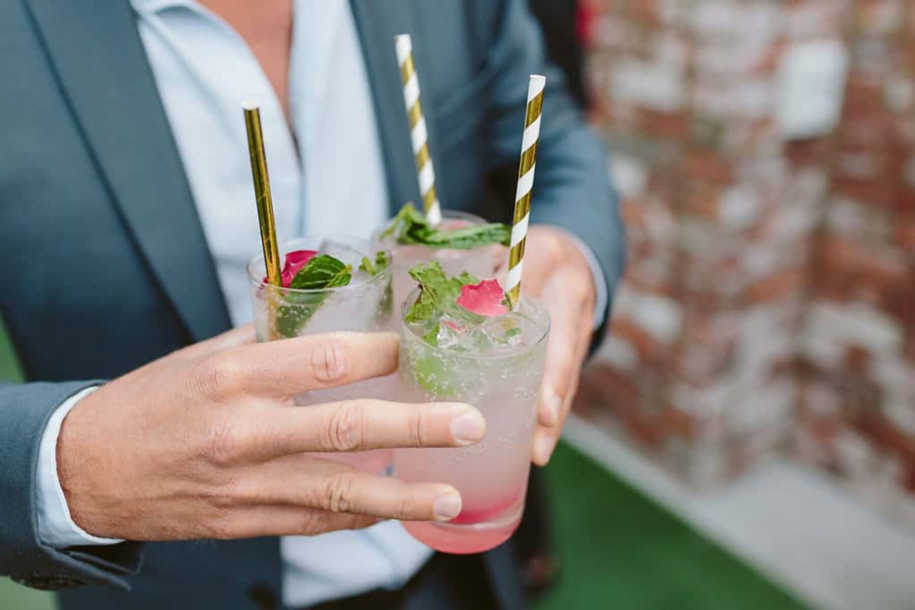 cocktails with stripy straws