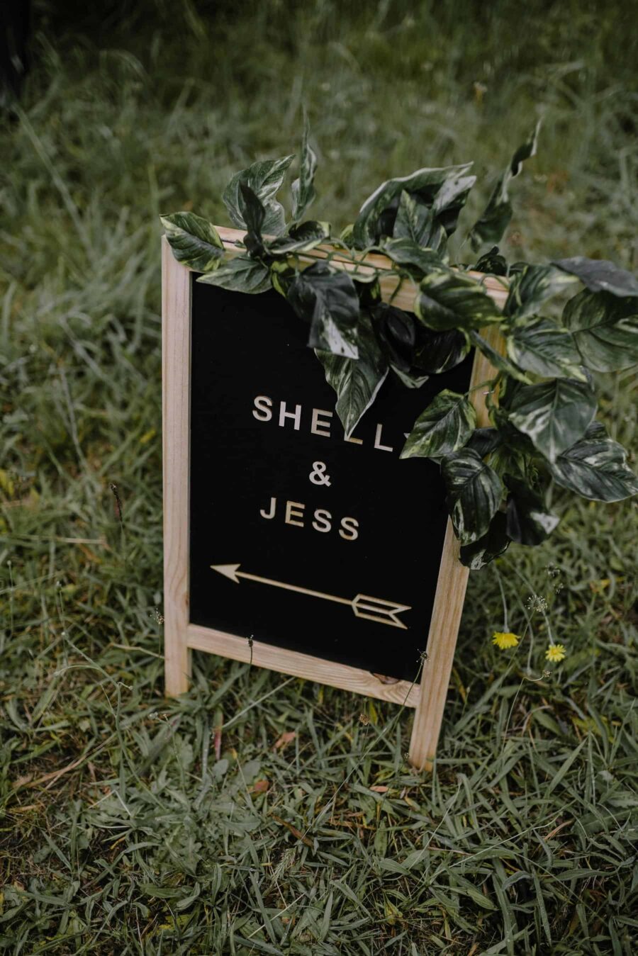 black board wedding sign