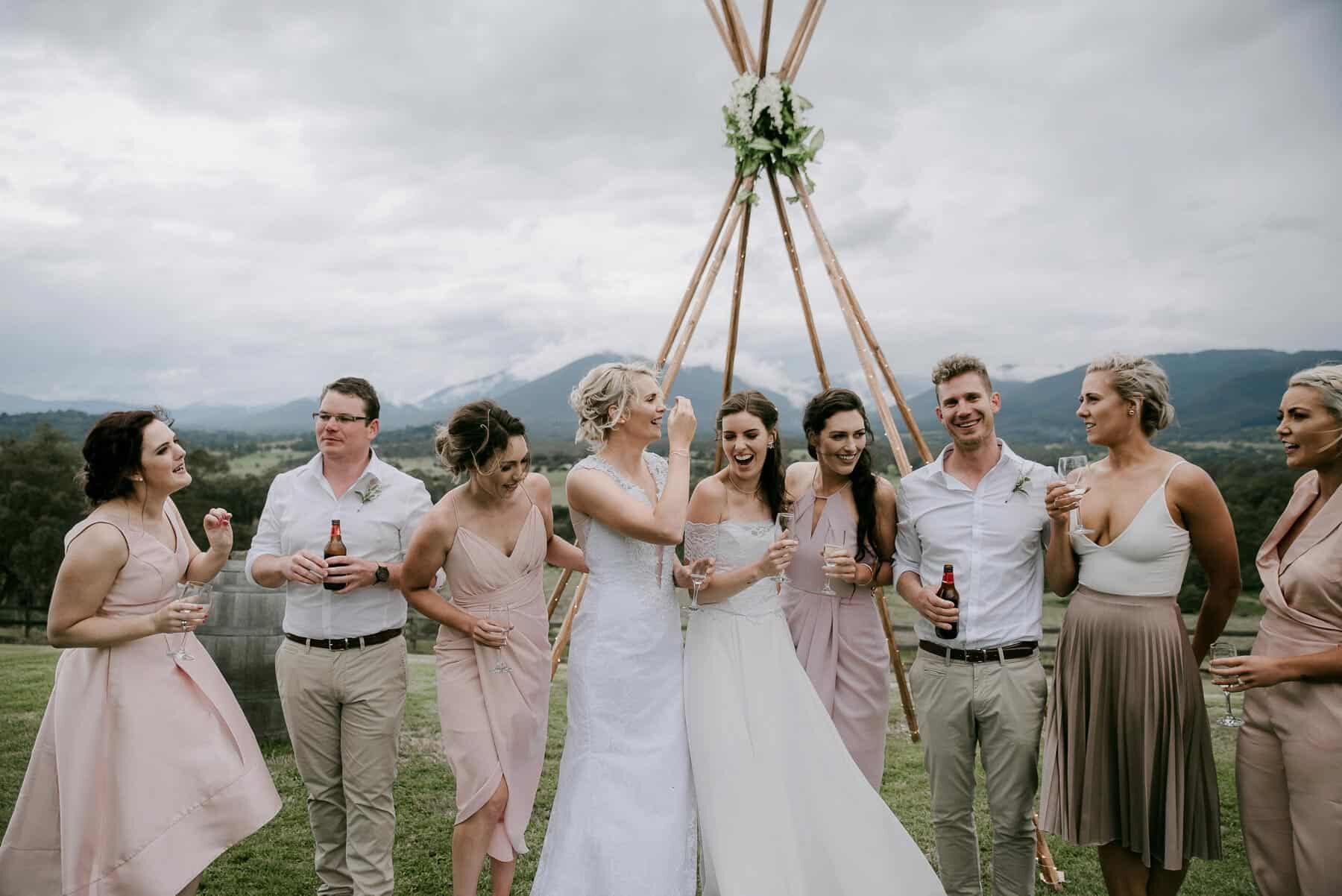 blush and neutral bridal party