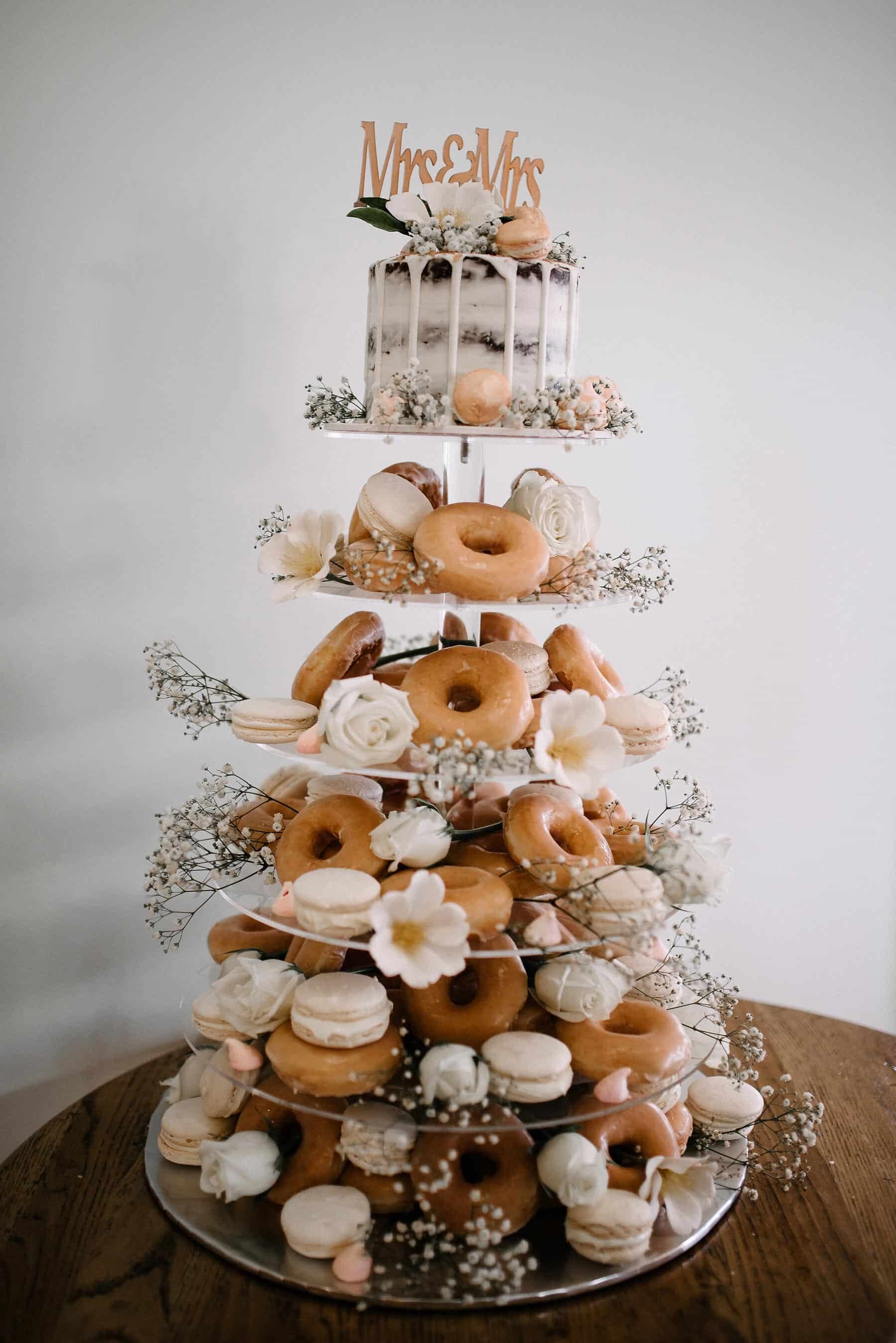 donut and macaron wedding cake