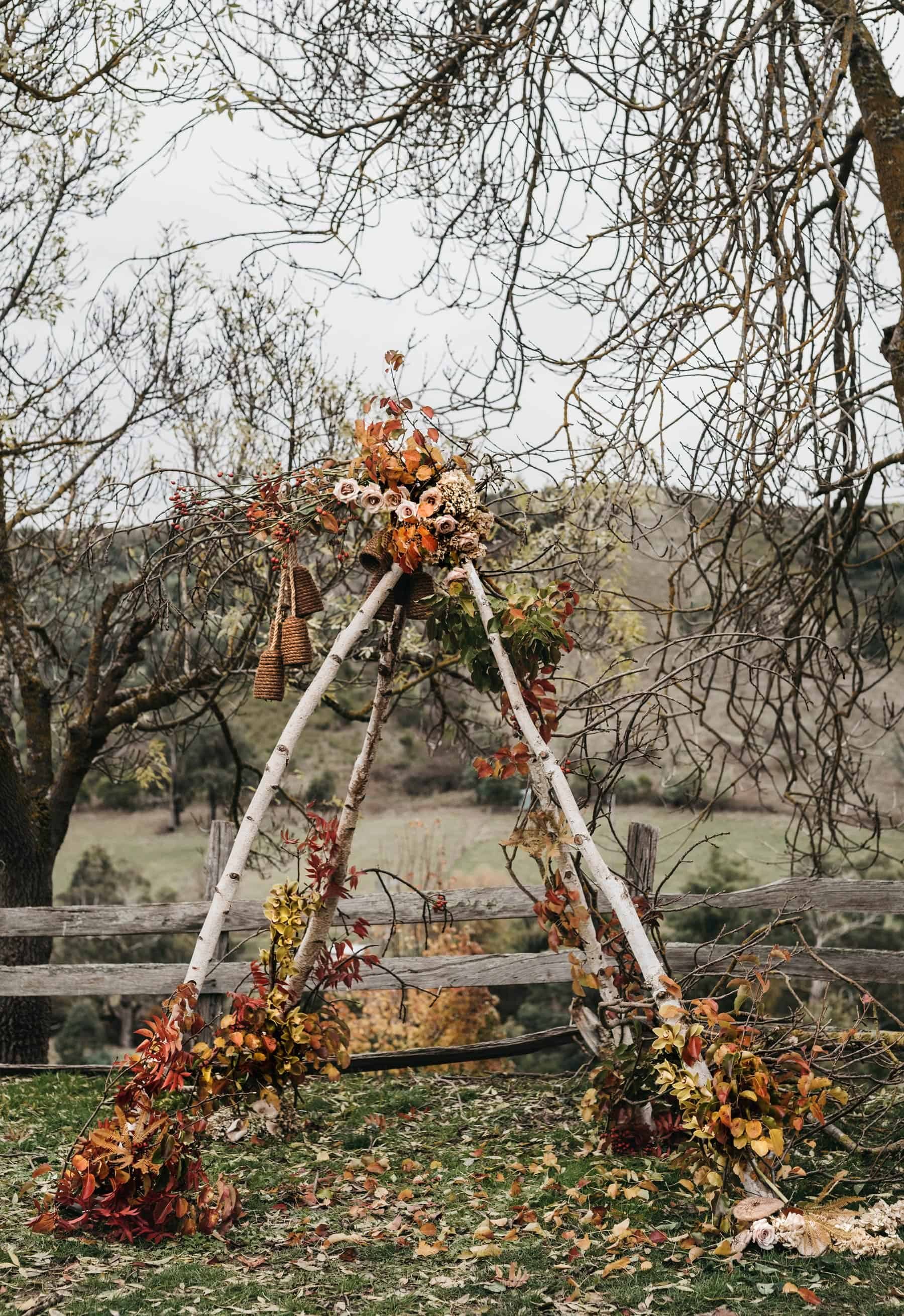 wedding arbour with autumn foliage