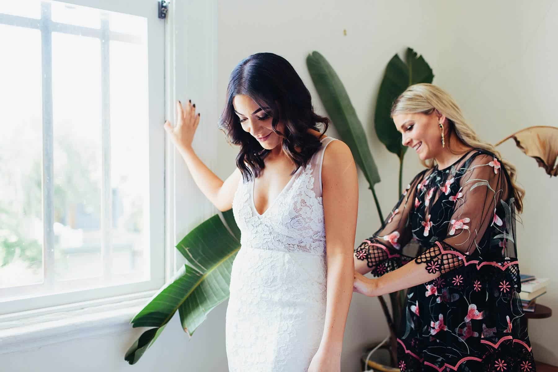 modern lace wedding dress with pockets
