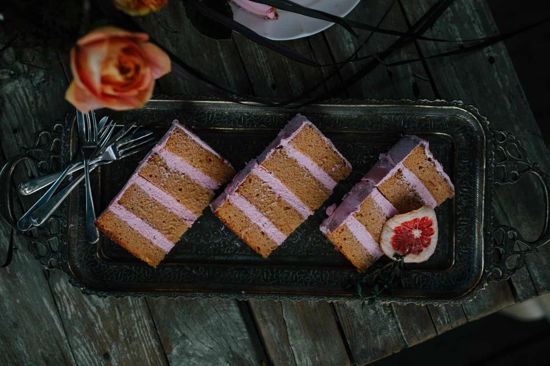 pink grapefruit and almond layer cake