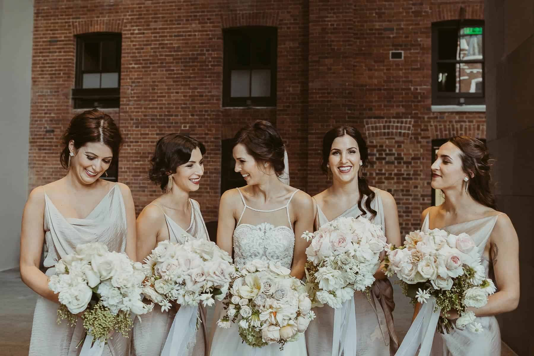 modern bridal party in blush nude palette