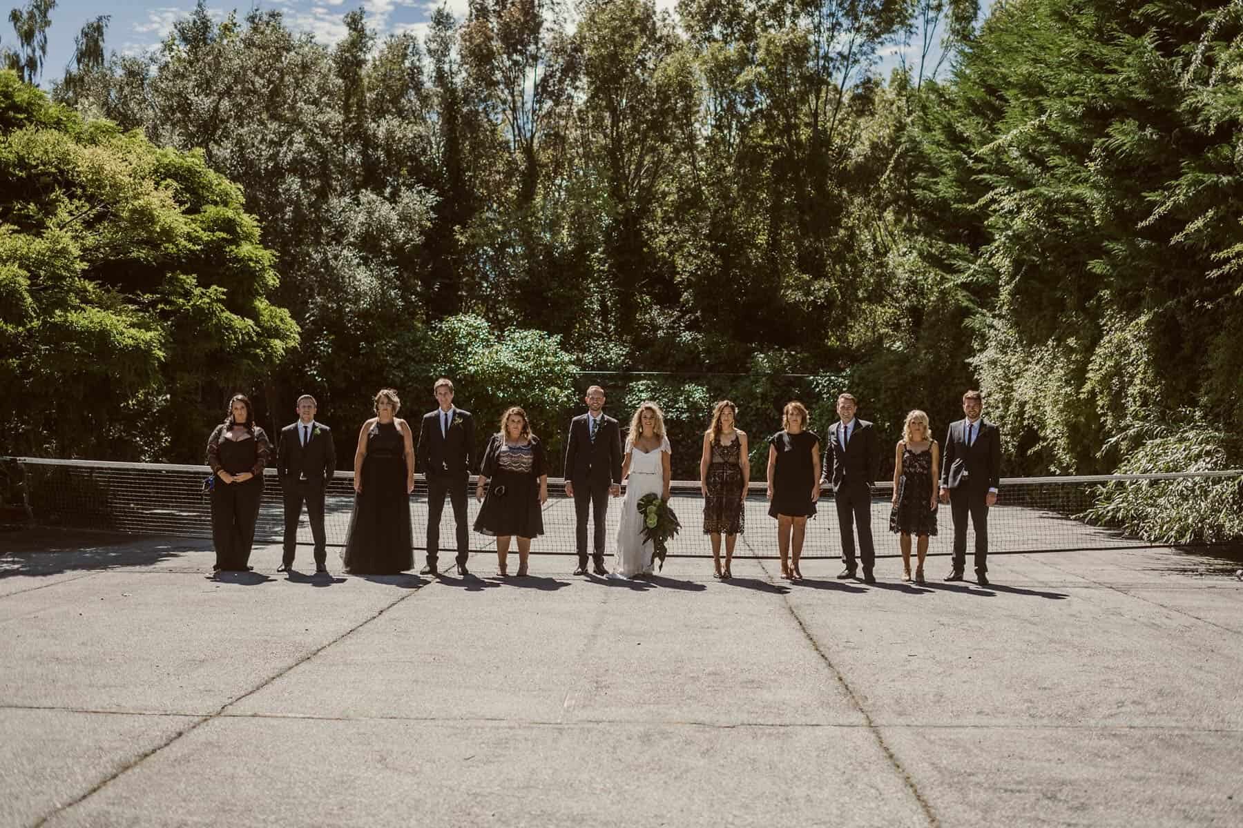 all-in-black bridal party