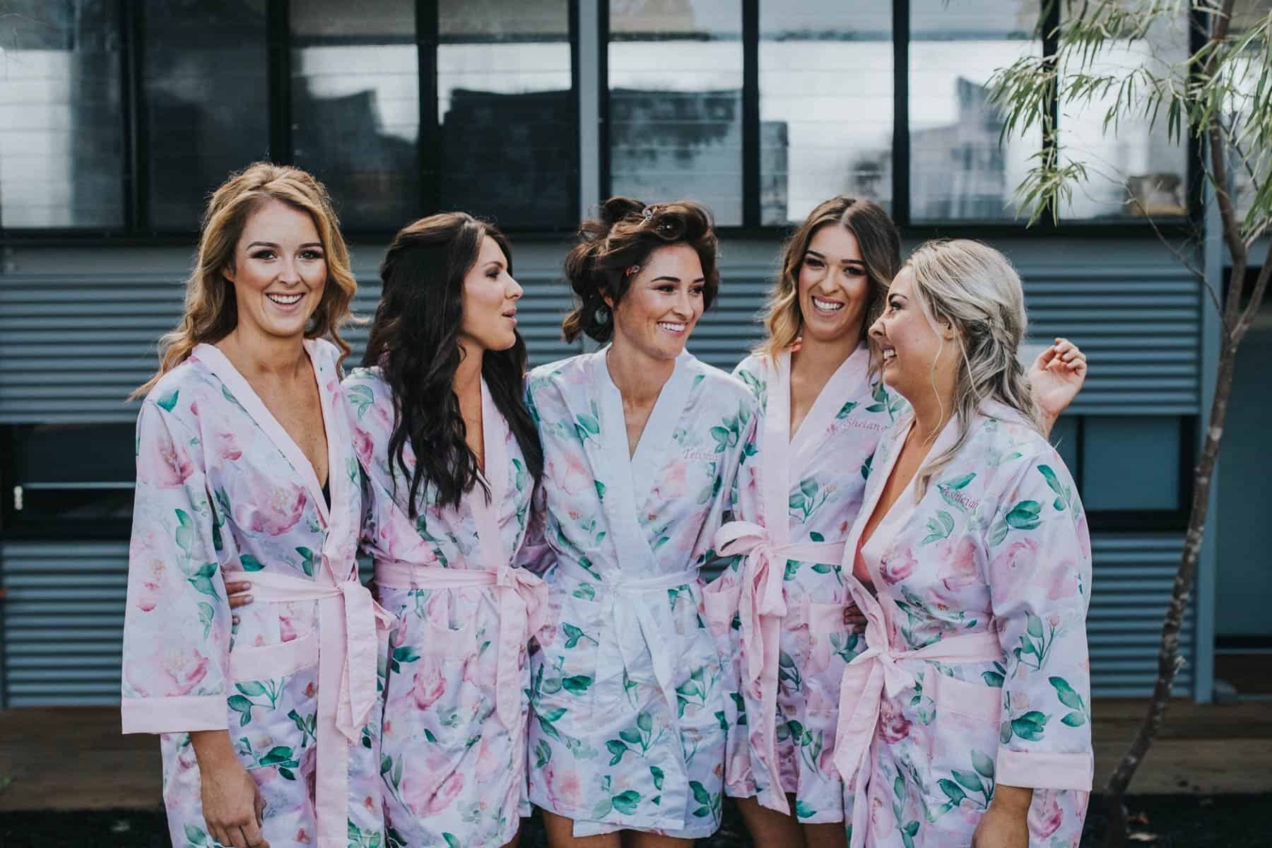 pink and blue pastel bridesmaid robes