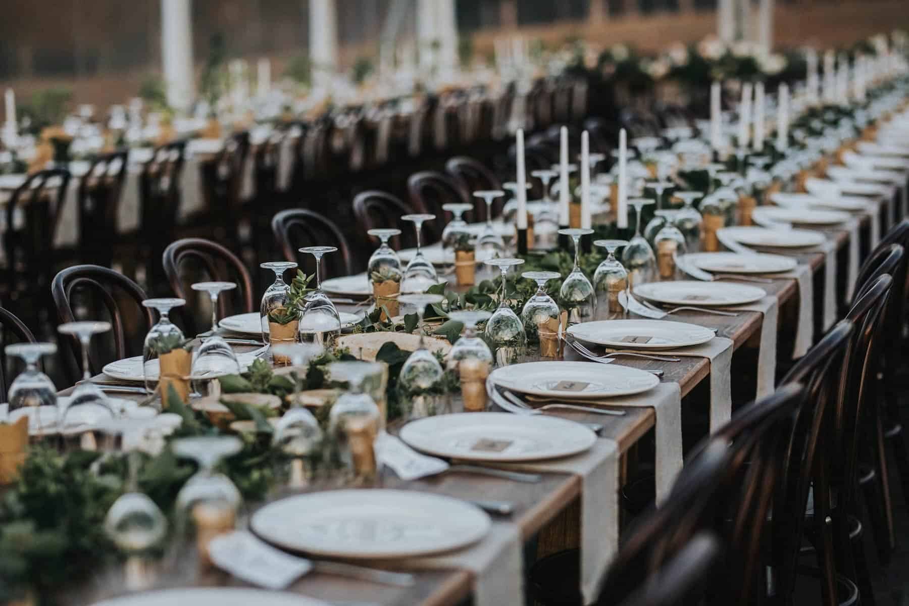 modern tablescape with succulent wedding favours