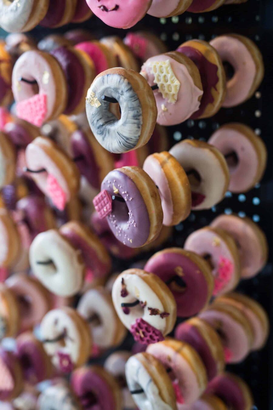 luxe pint donut wall instead of wedding cake