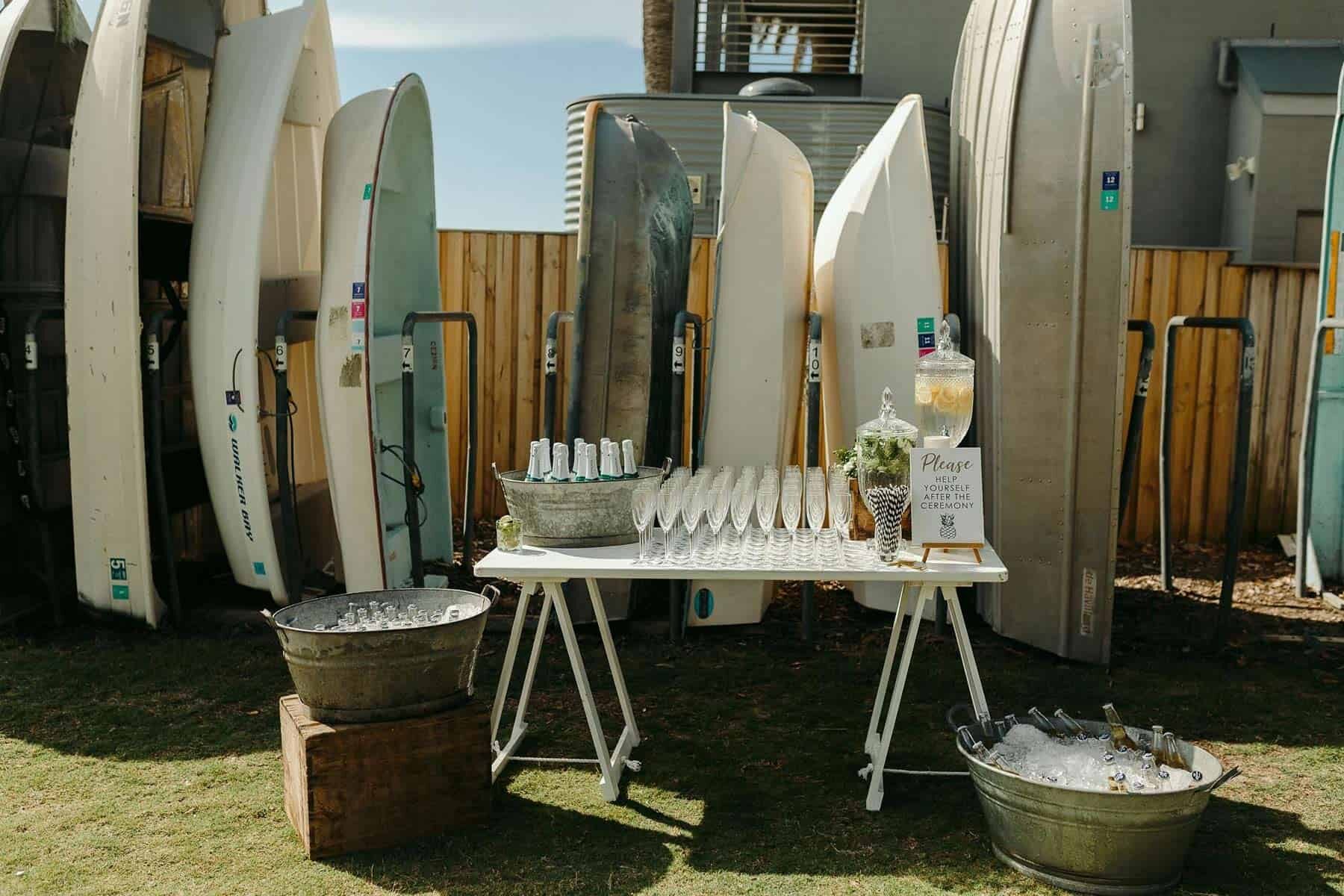 Drinks set up at Moby Dicks Whale Beach Sydney Wedding