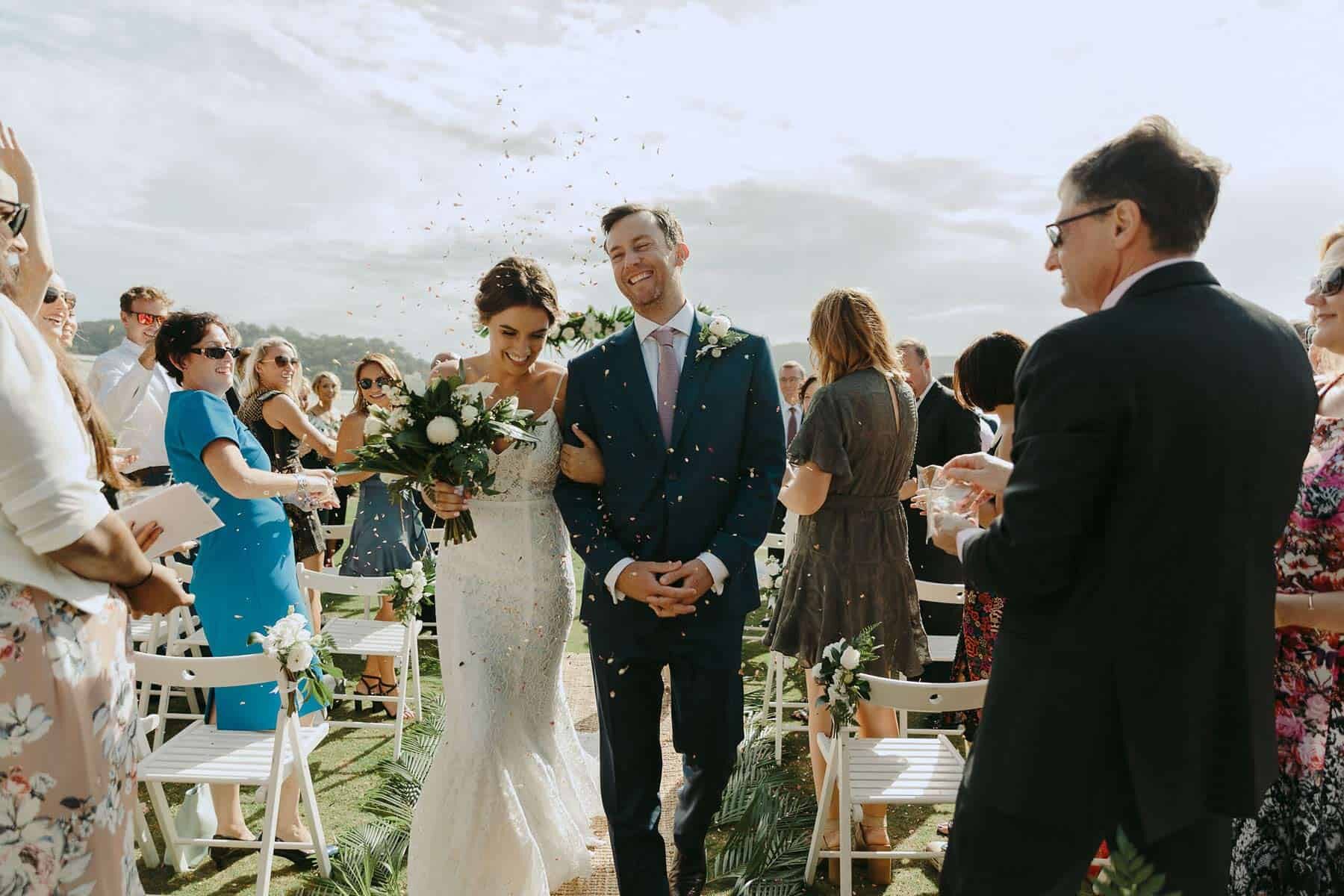 Grace loves Lace gown with navy suit at Moby Dicks Whale Beach wedding