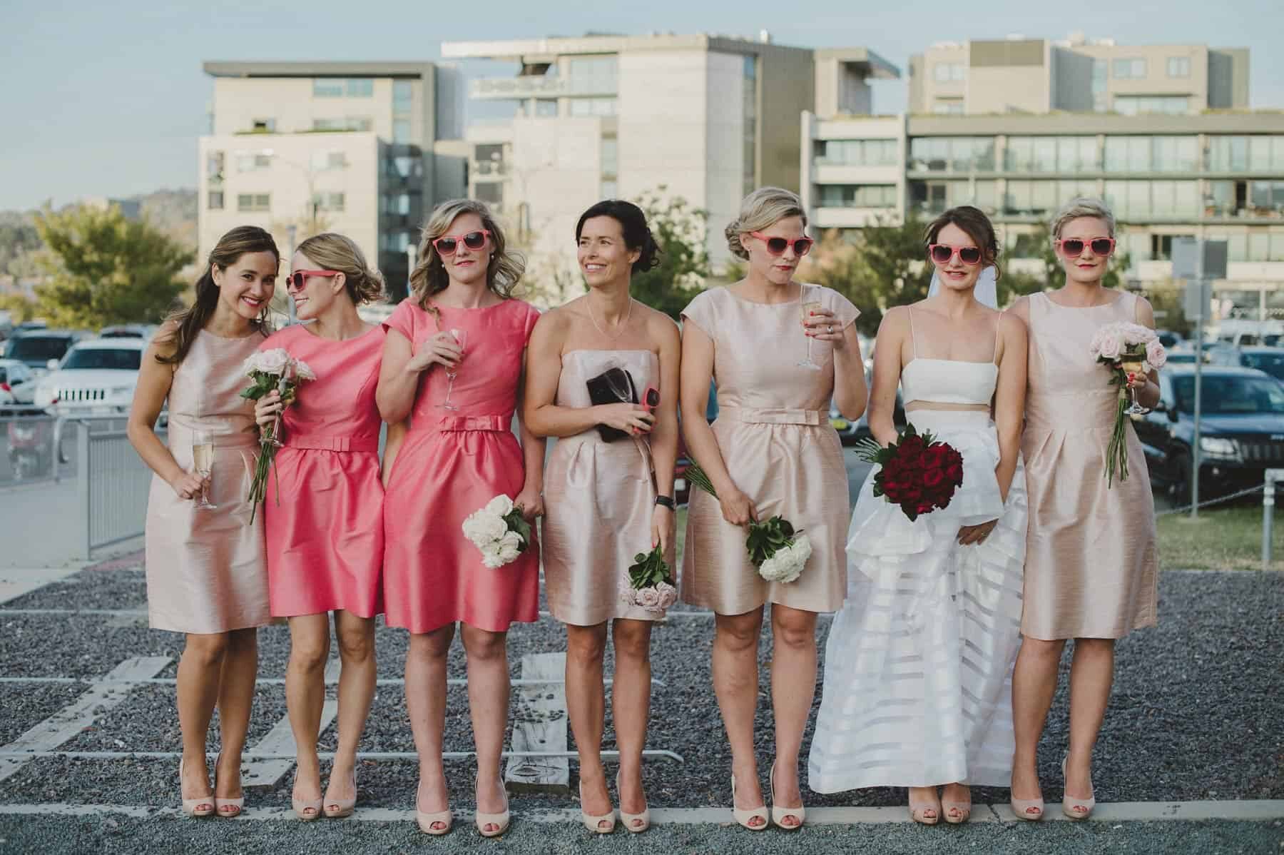 modern blush and pink bridesmaid dresses