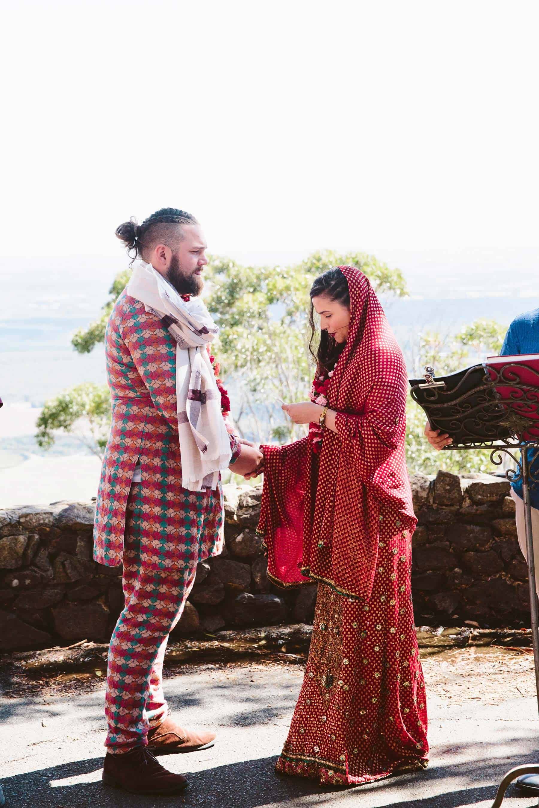 Boho bride and groom in Indian dress