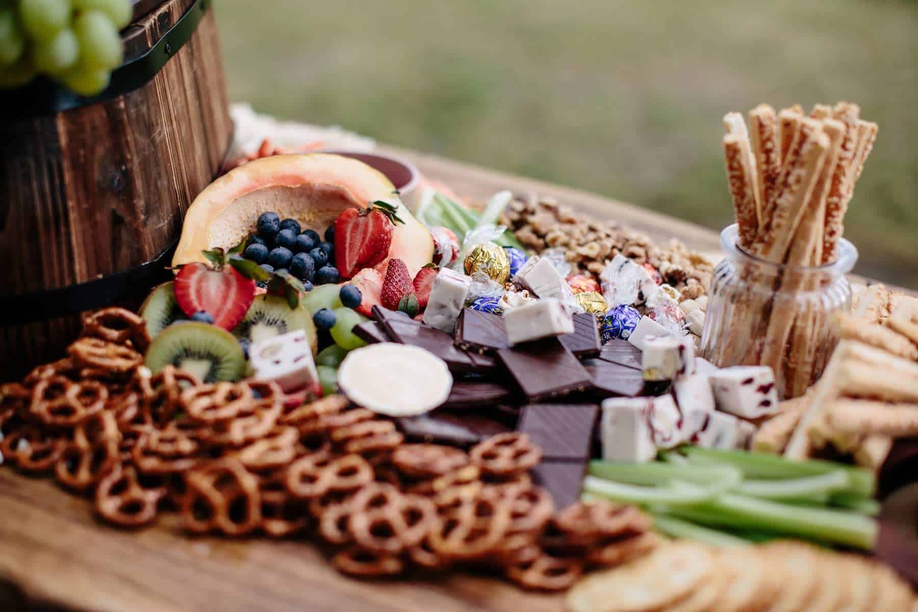 Rustic grazing platter for farm wedding