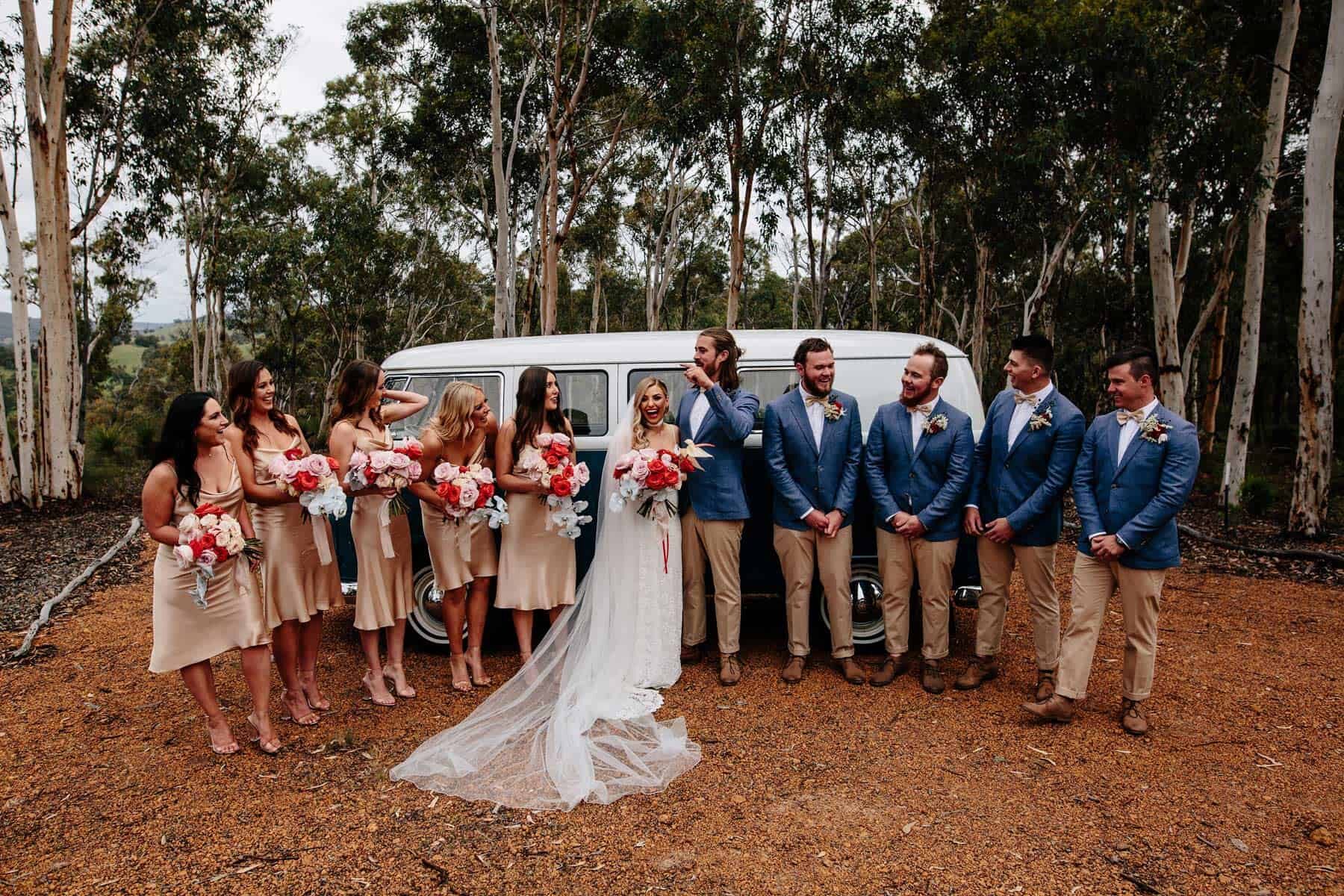 modern farm wedding bridal party Western Australia