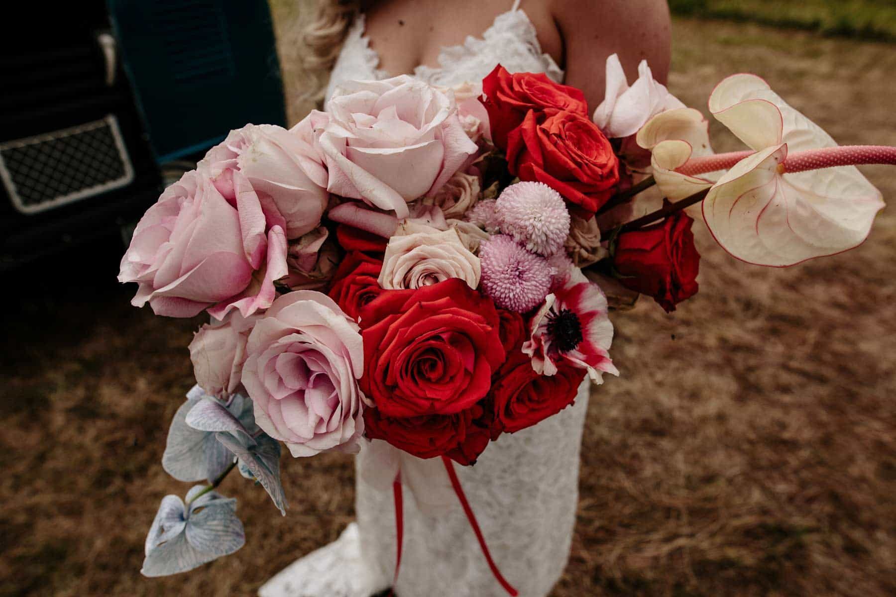 Colourful chic rose bridal bouquet