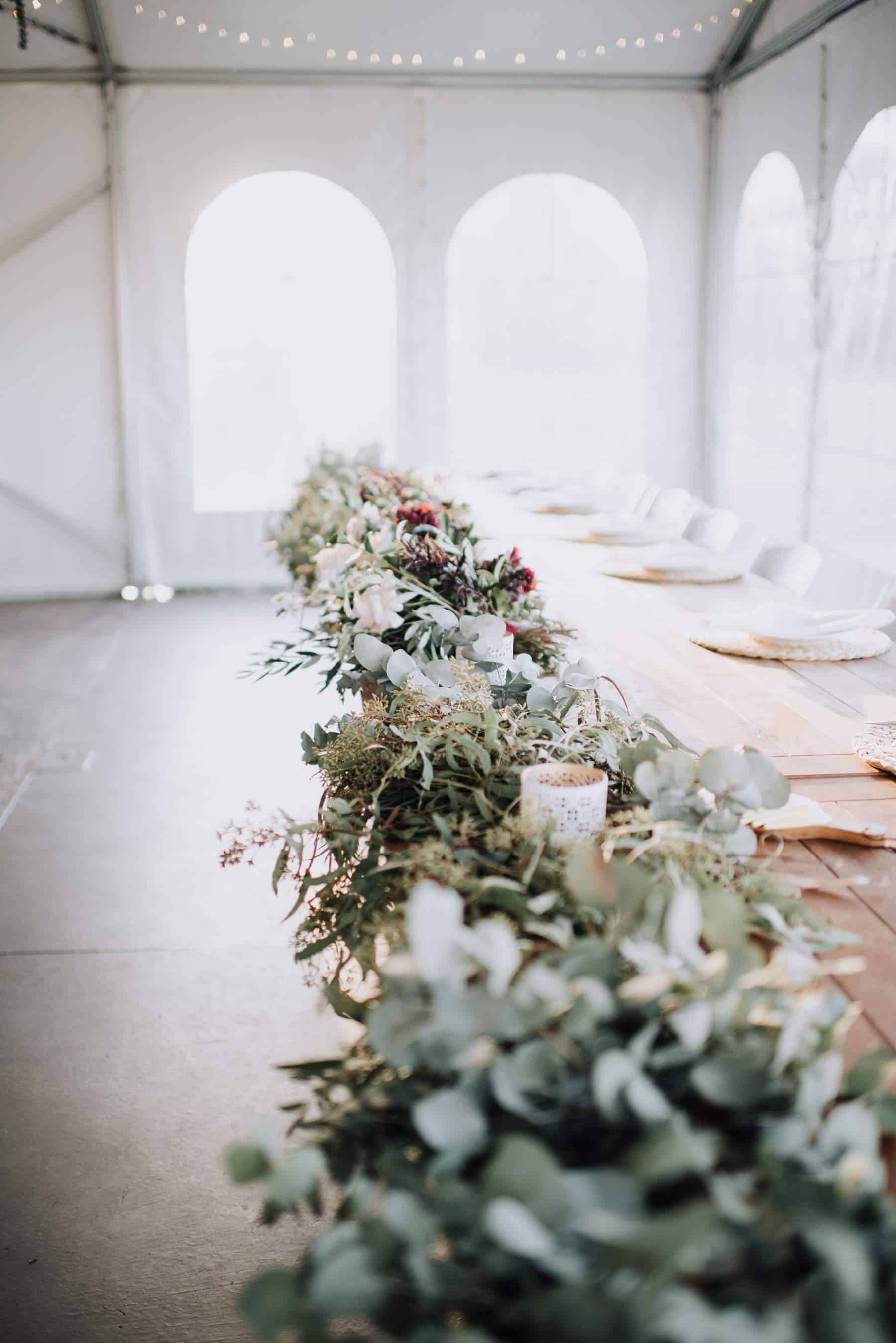 floral and foliage table runner