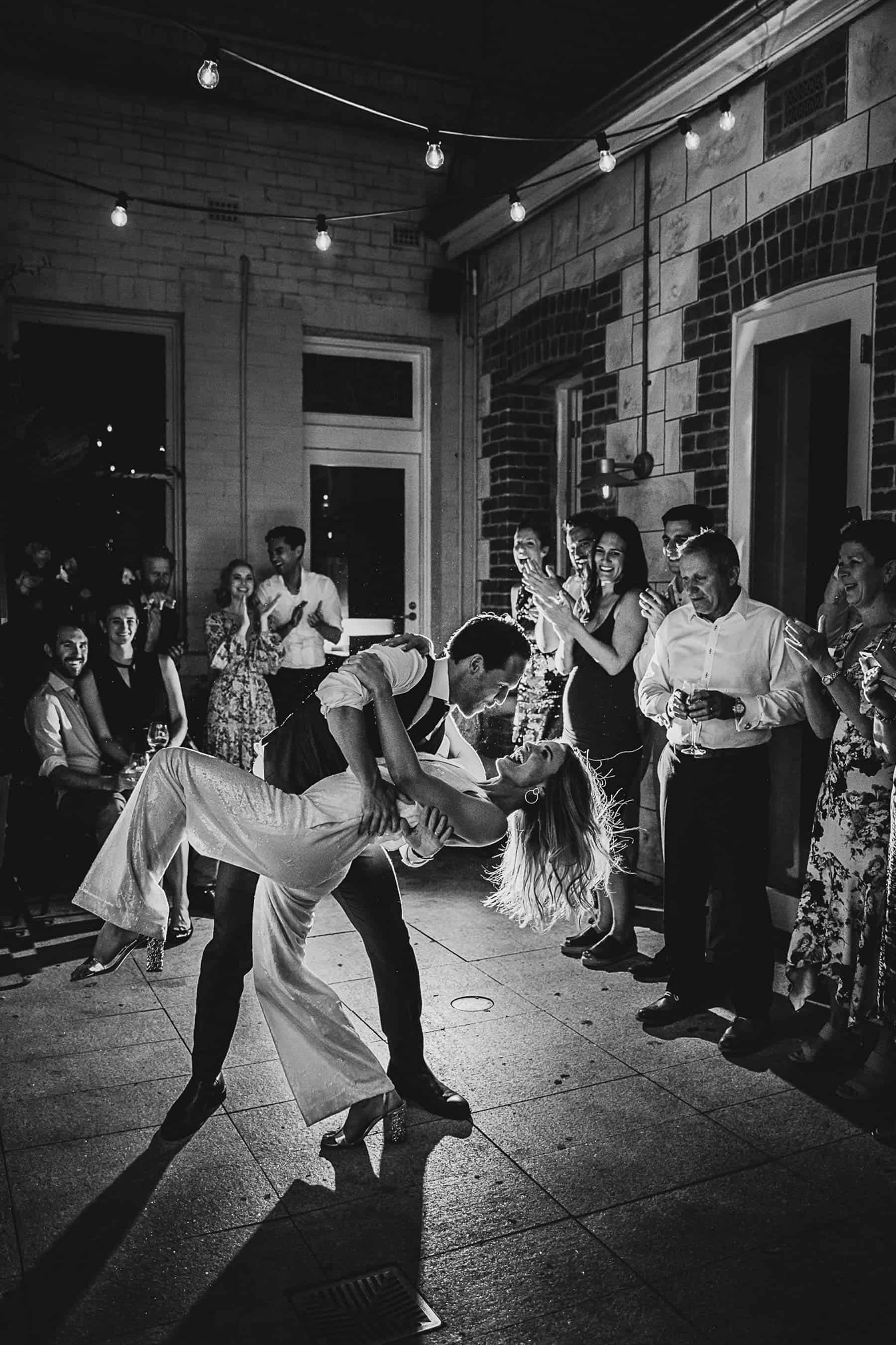Sequin jumpsuit first dance/ Photography by Adam Levi Brown