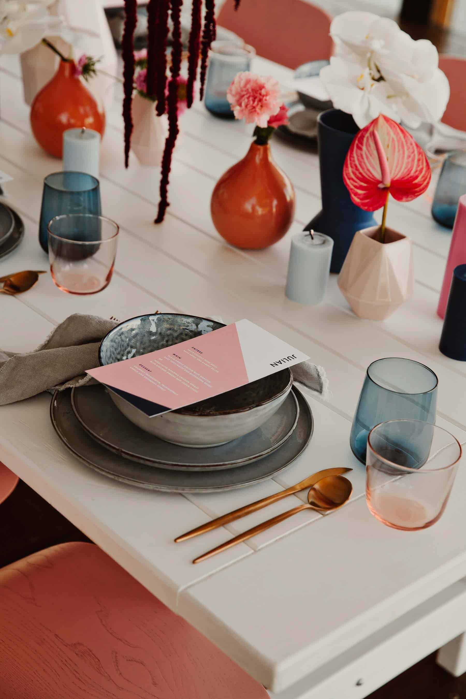 modern mid-century inspired tablescape