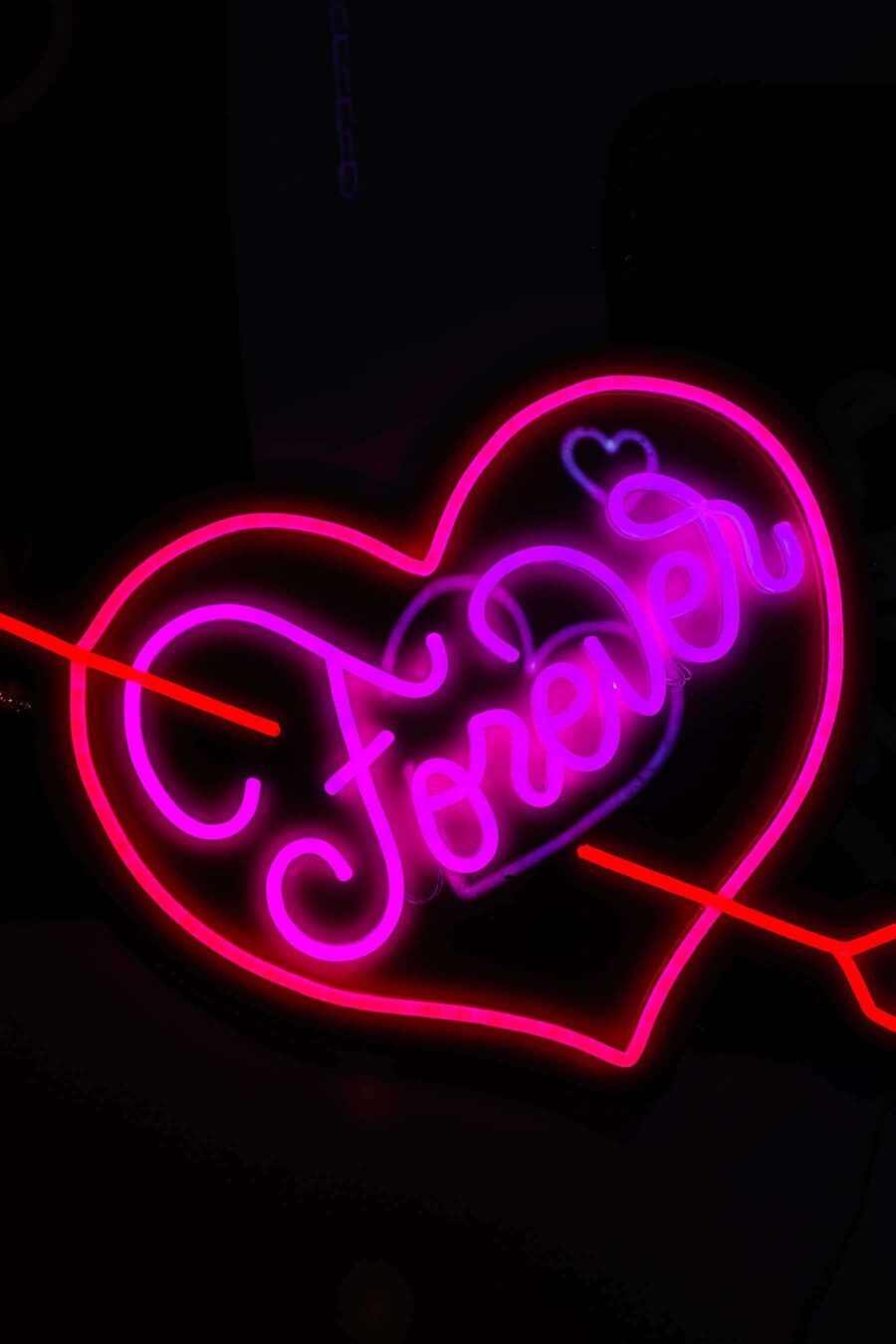 neon heart forever sign
