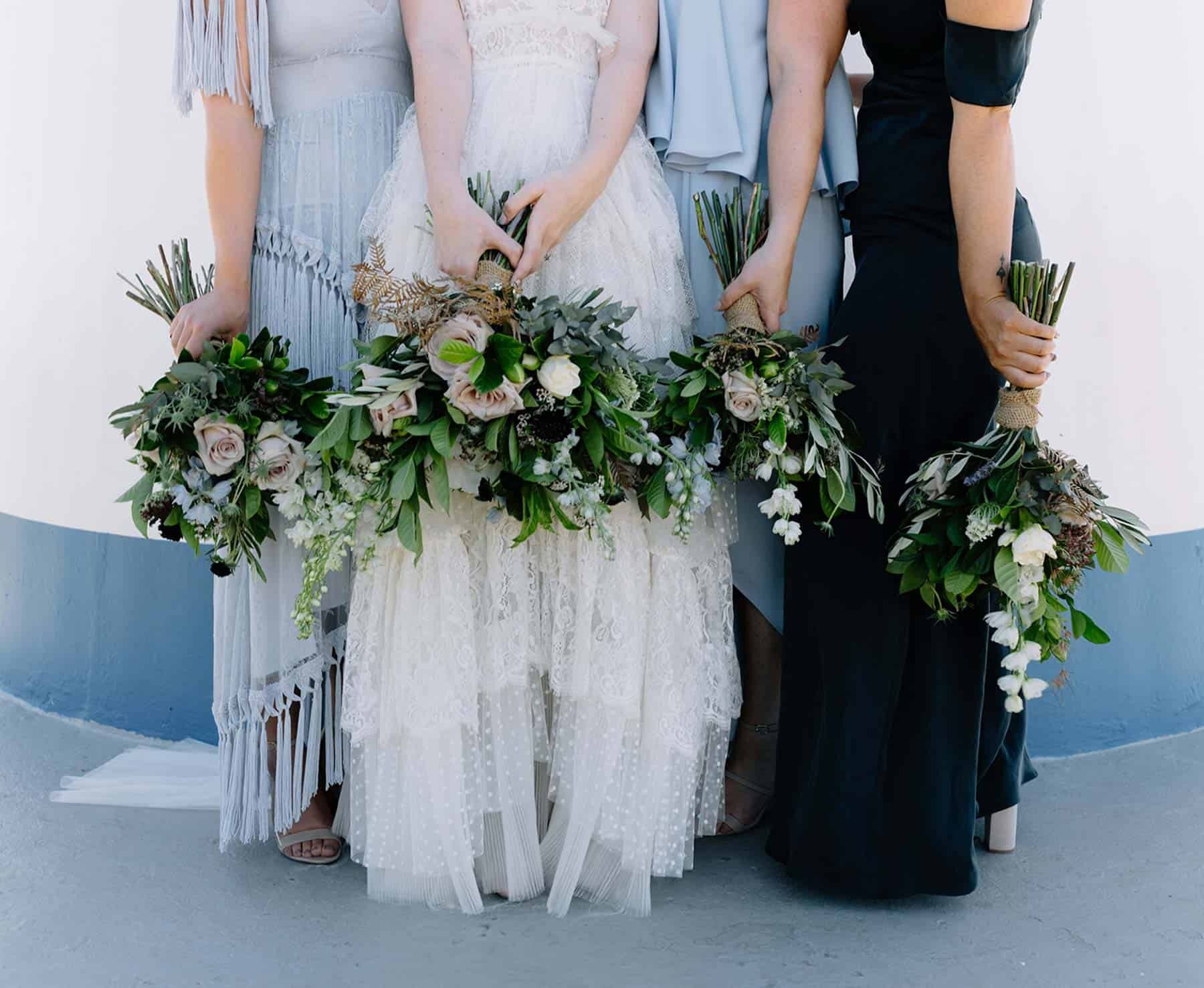 green and white bridesmaid bouquets