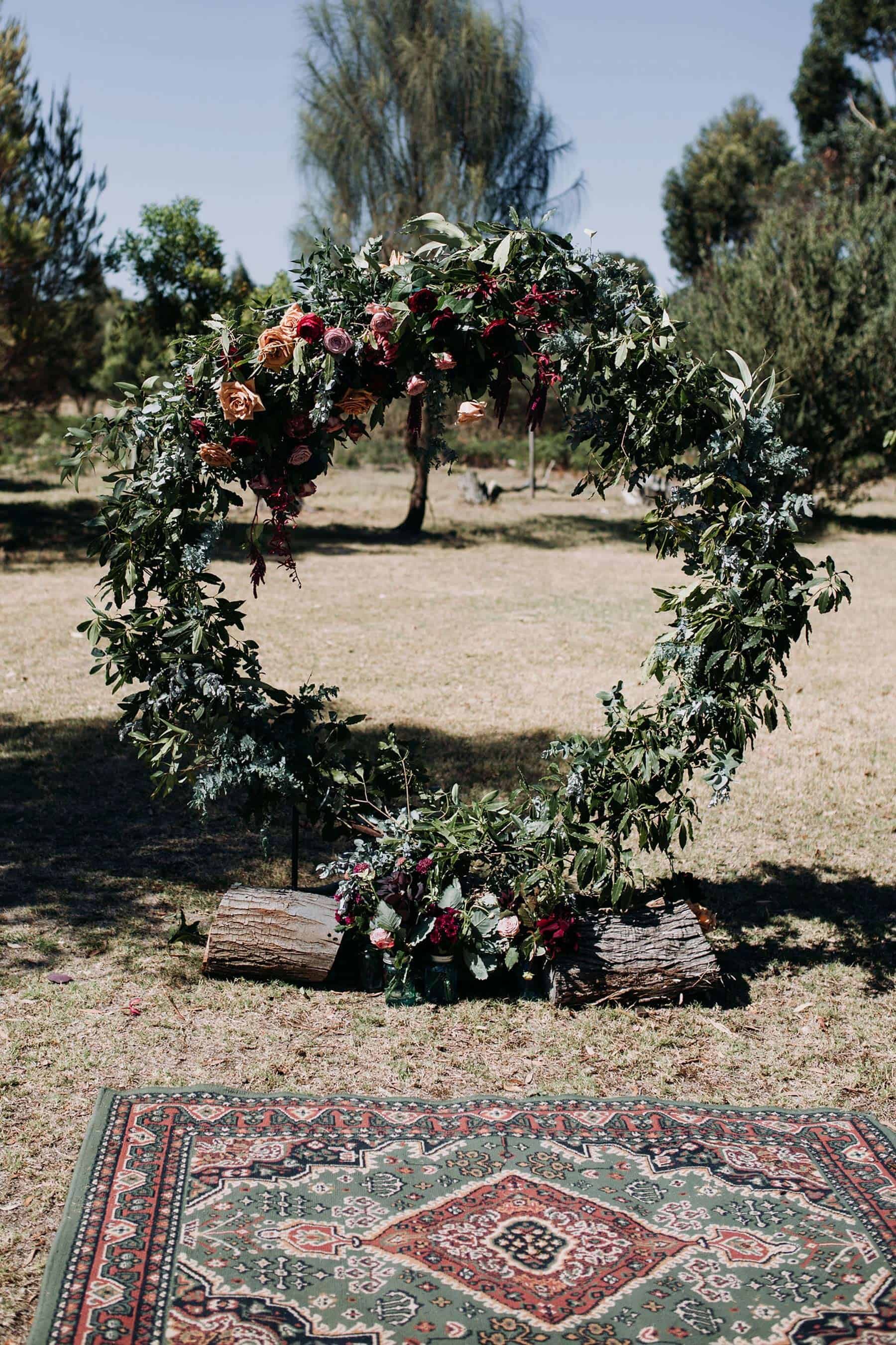 Circle floral arbour with lots of greenery