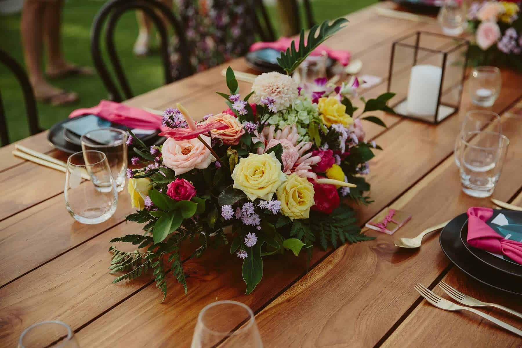 vibrant tropical table flowers