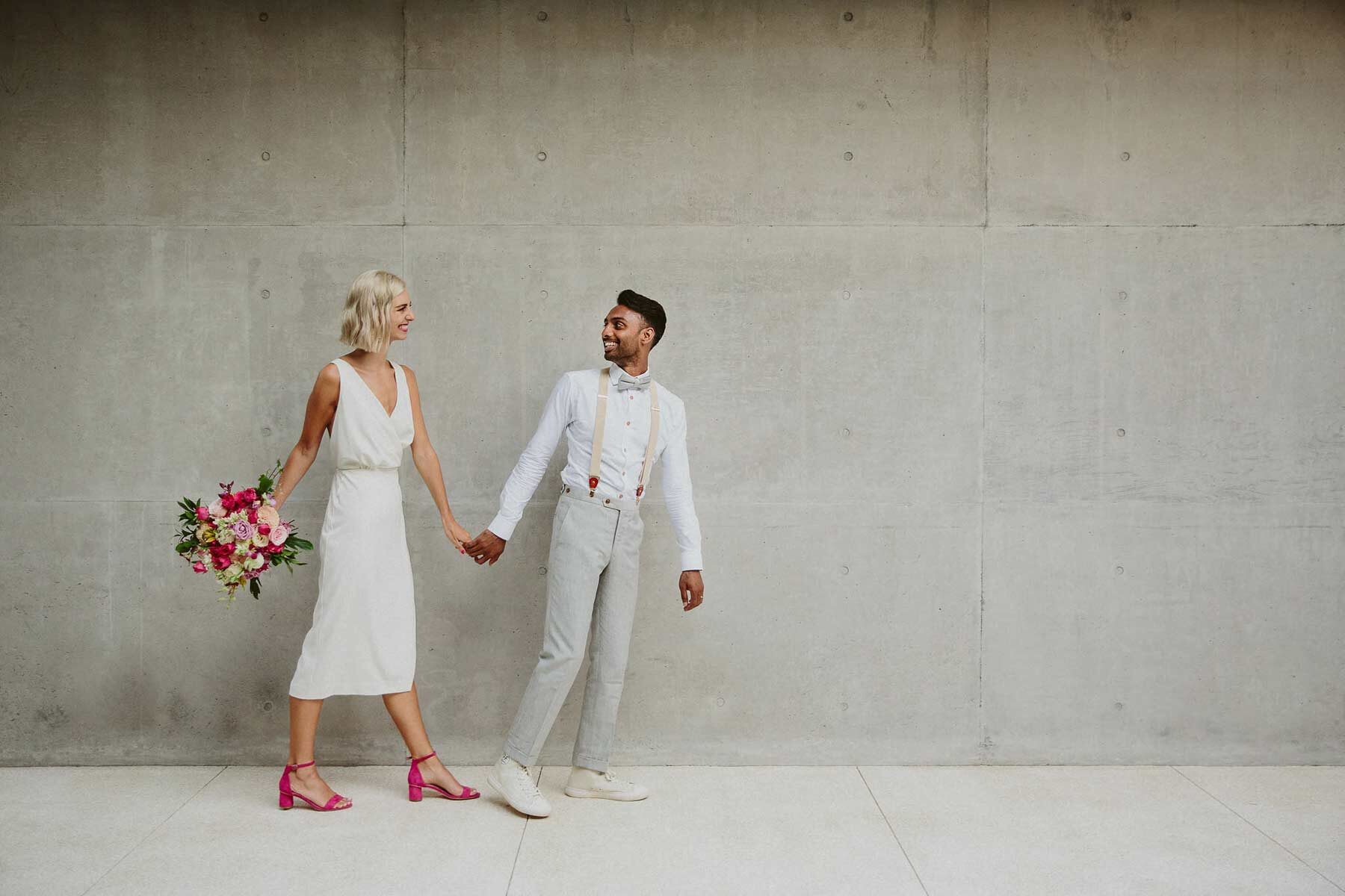 modern and minimal bride and groom