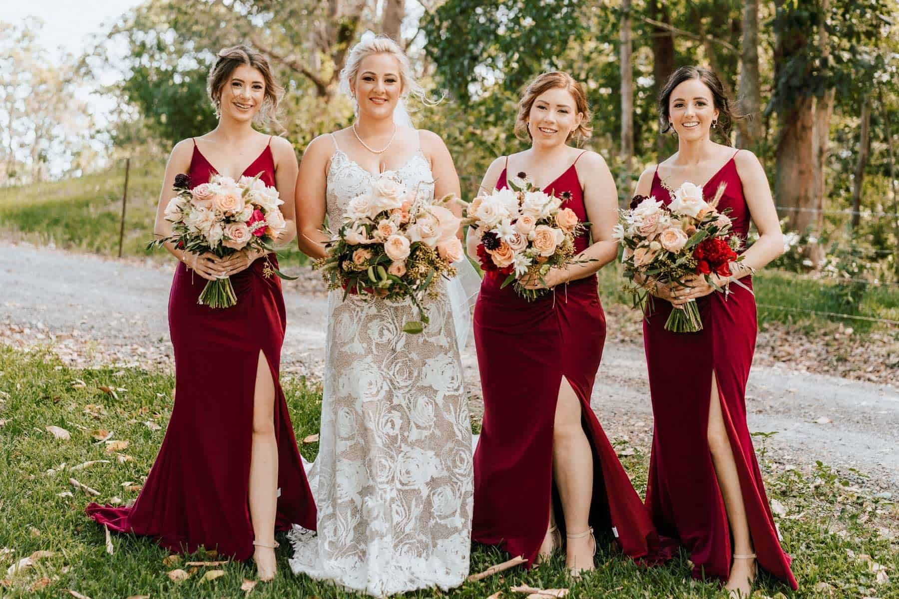red bridesmaid maxi dresses