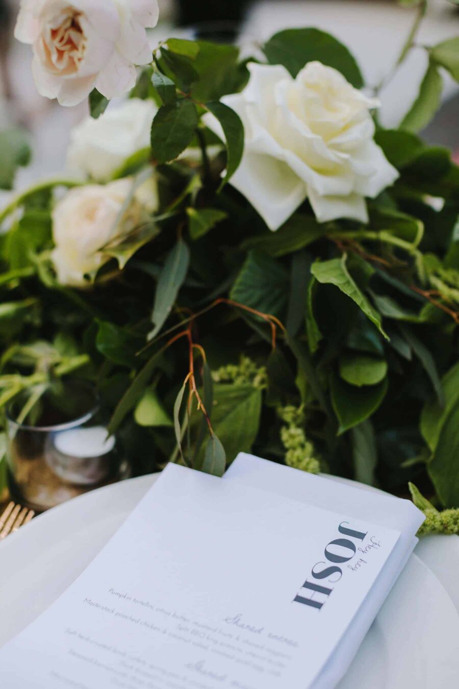 modern table setting with greenery