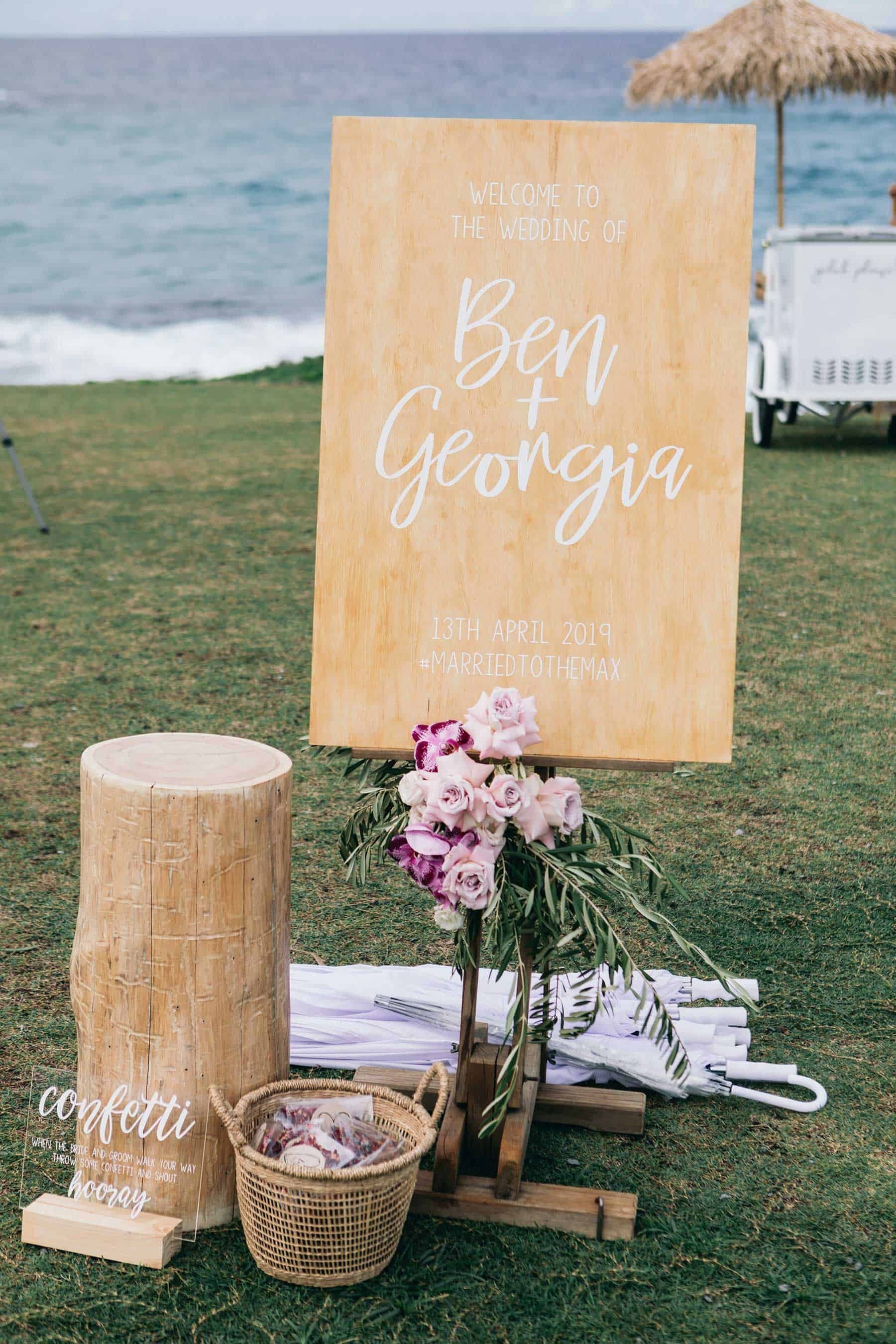 hand lettered wedding signage