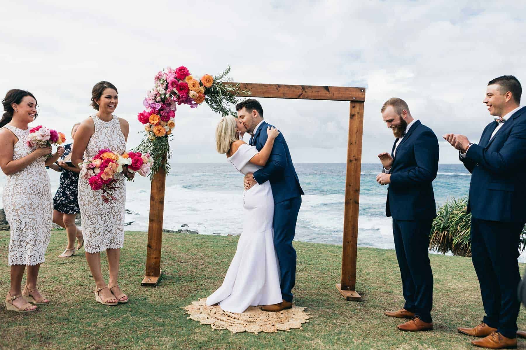 colourful beach wedding on the Tweed Coast, Australia