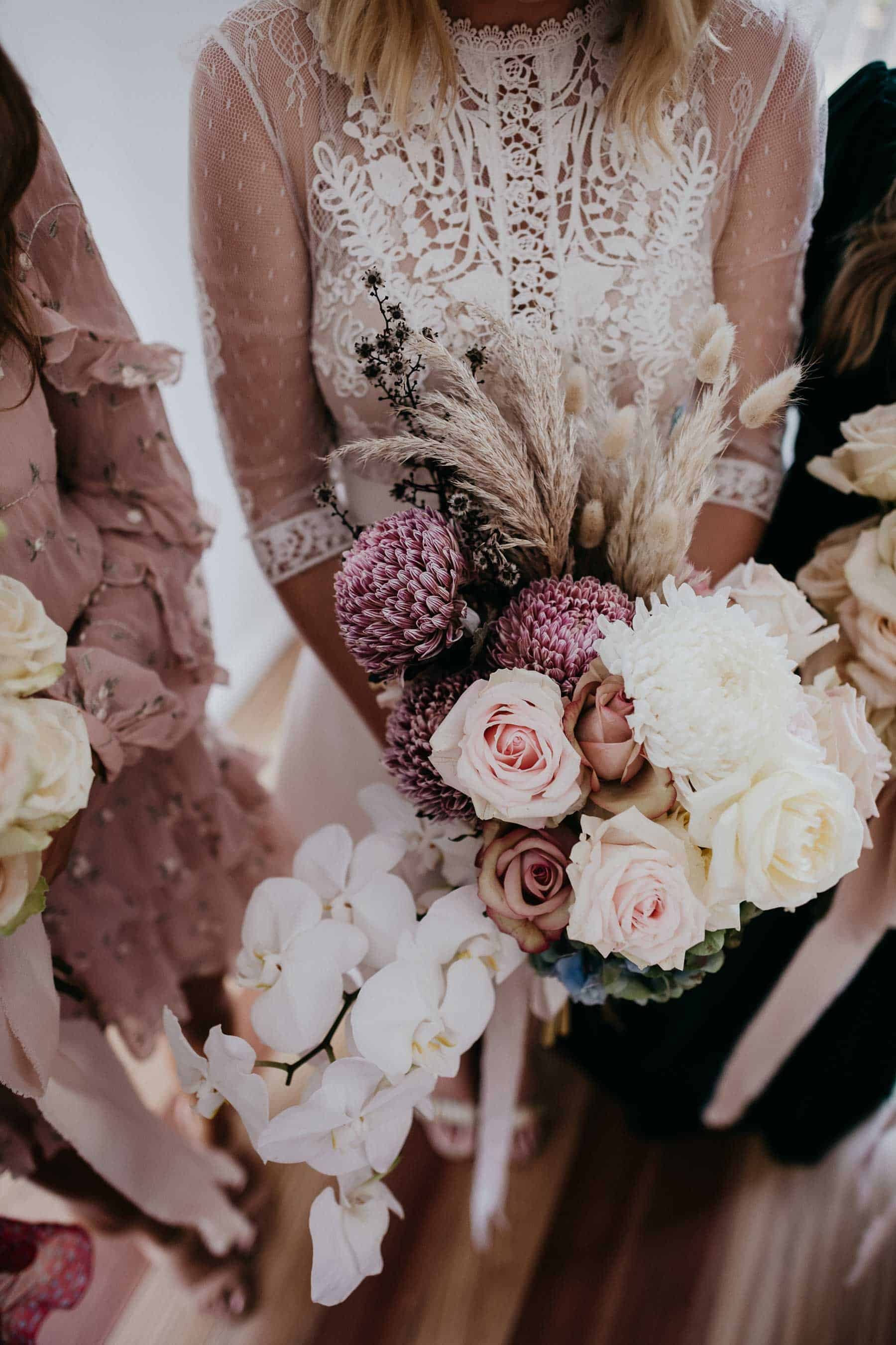unstructured blush bridal bouquet