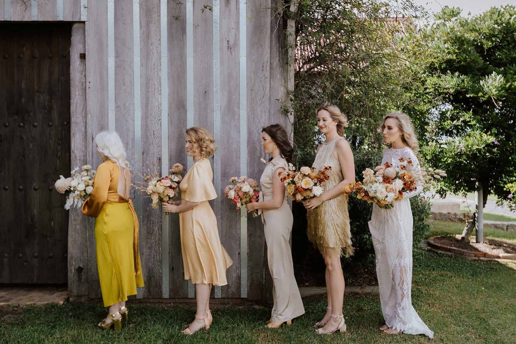 gold and yellow bridesmaid dresses