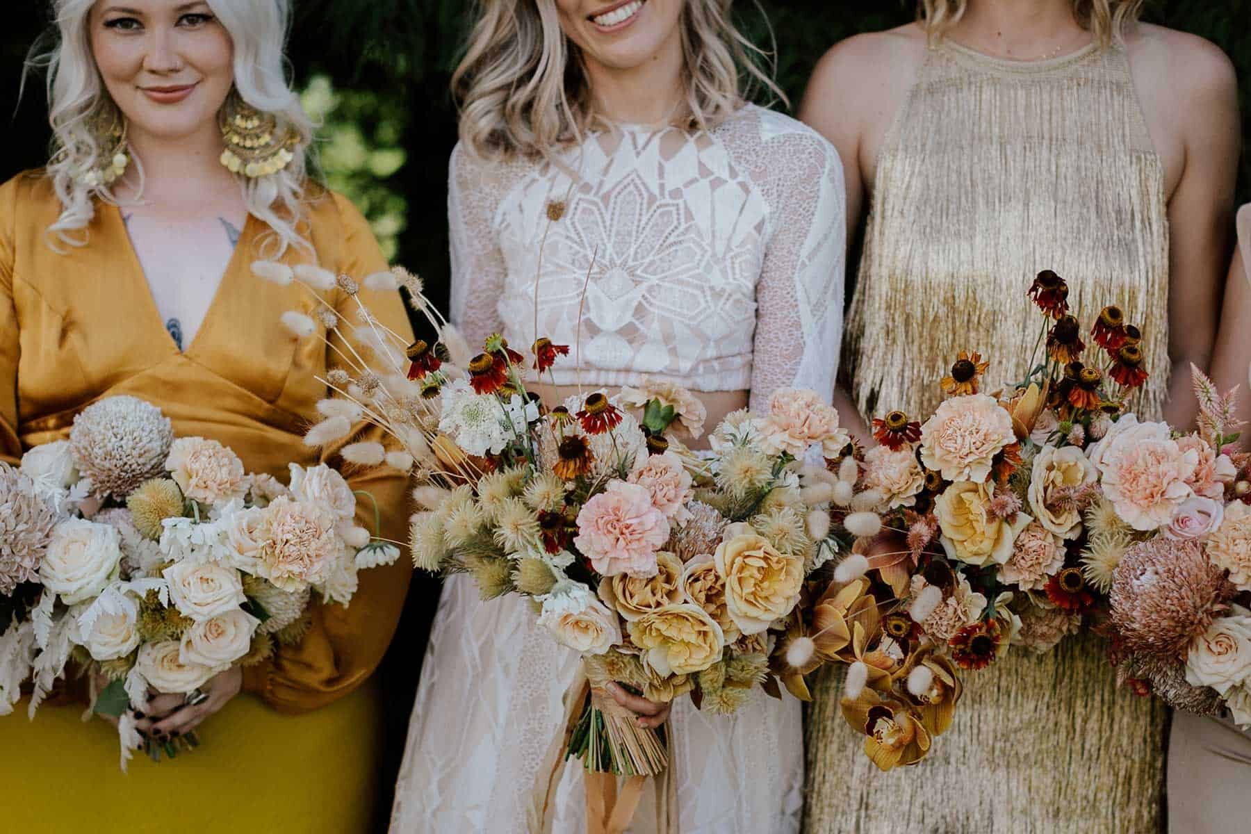 autumn-toned bridesmaid bouquets