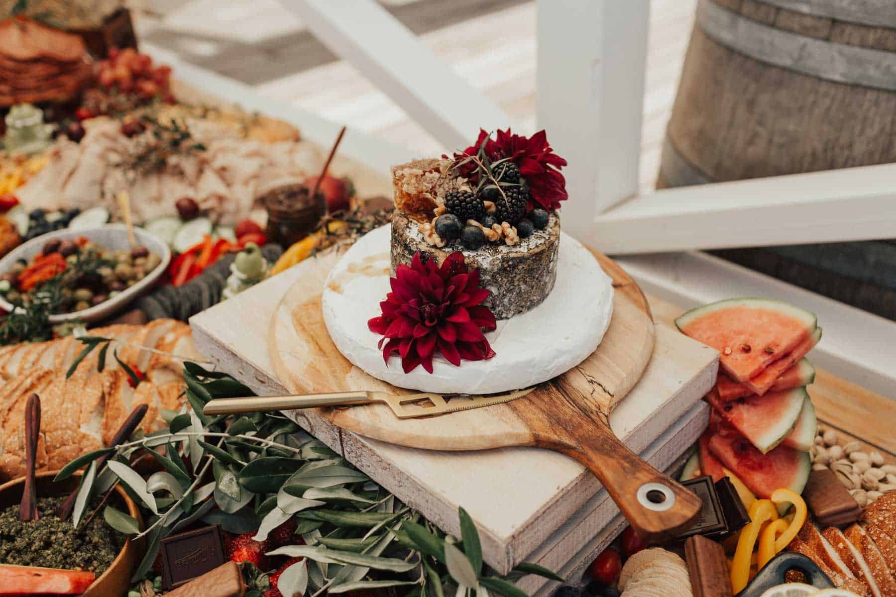 rustic grazing table for an outdoor wedding