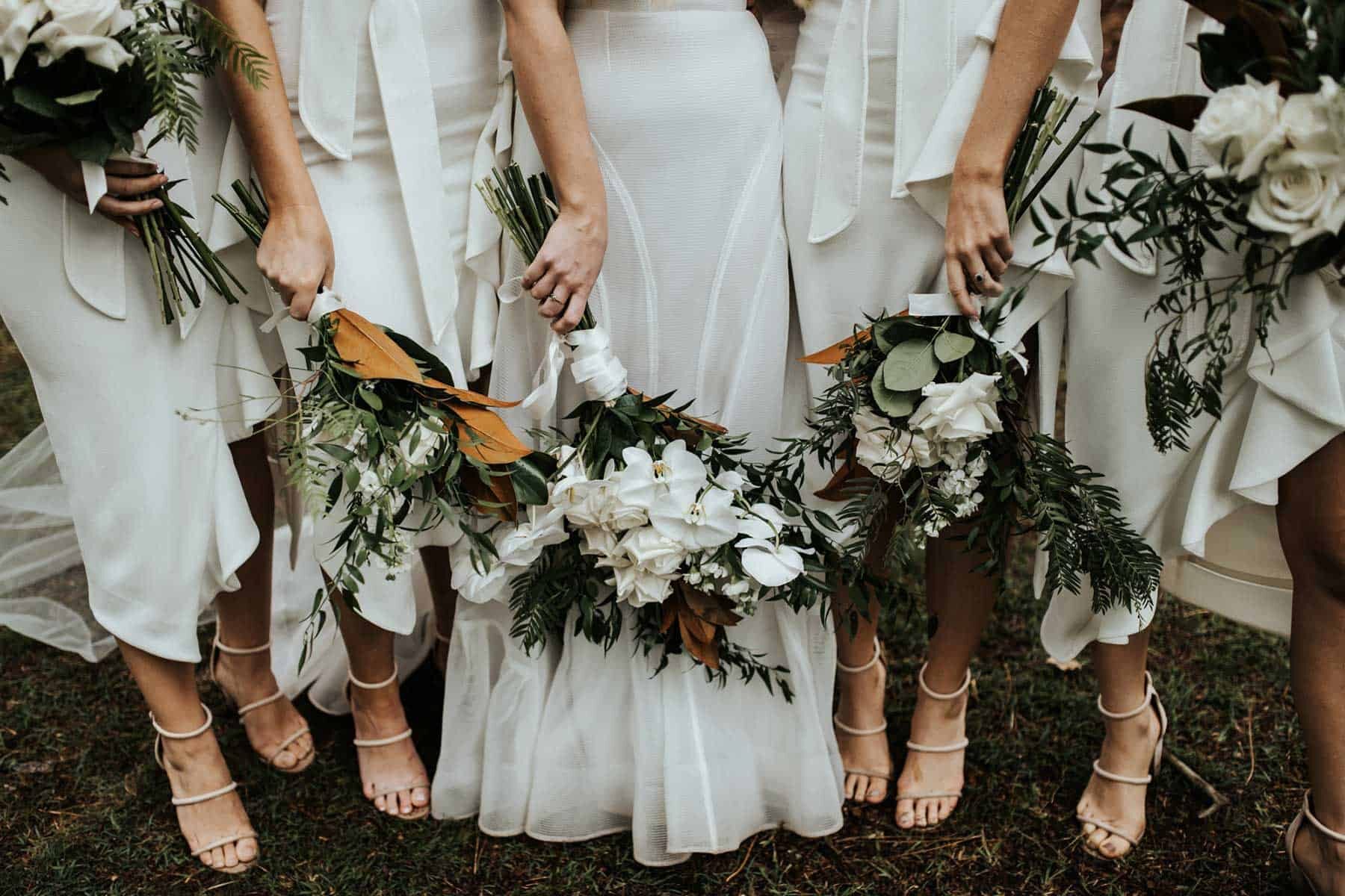 white DIY bridesmaids bouquets