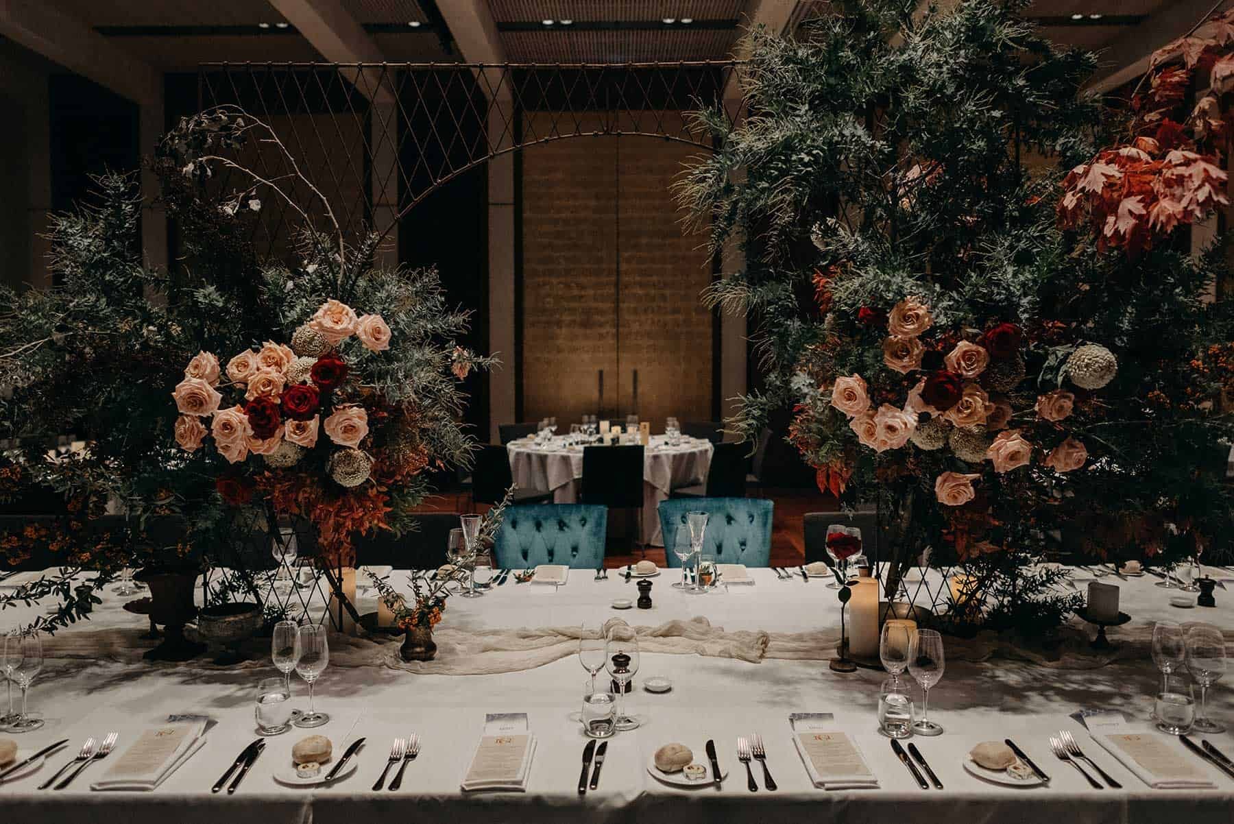 opulent table setting for NGA wedding Canberra