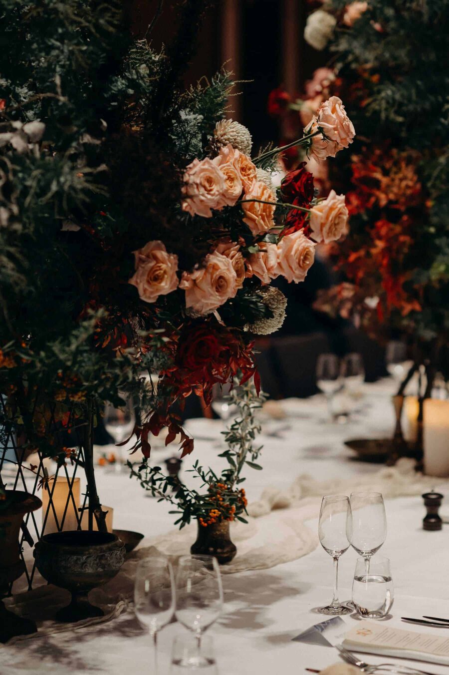 decadent wedding table flowers