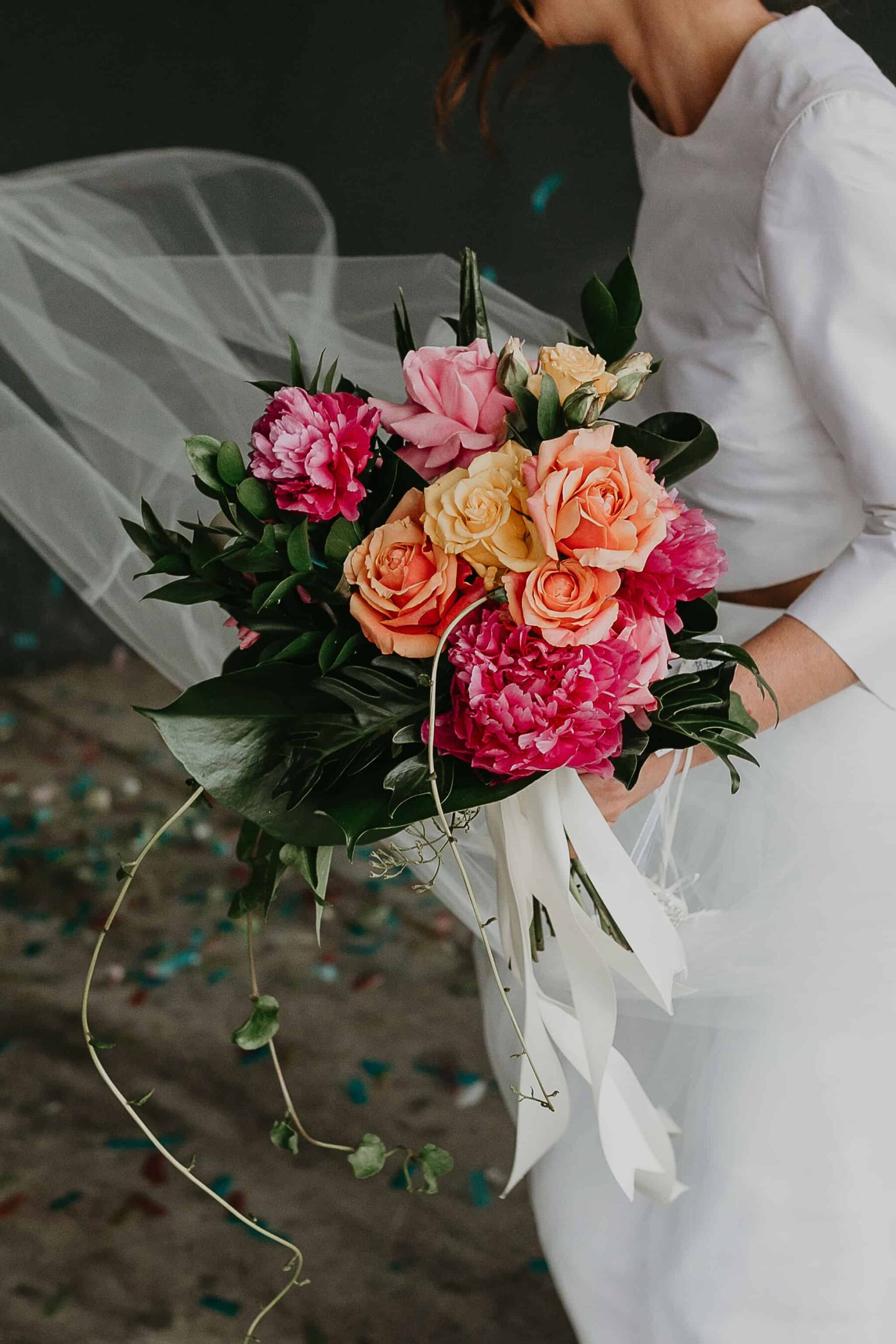 colourful bridal bouquet