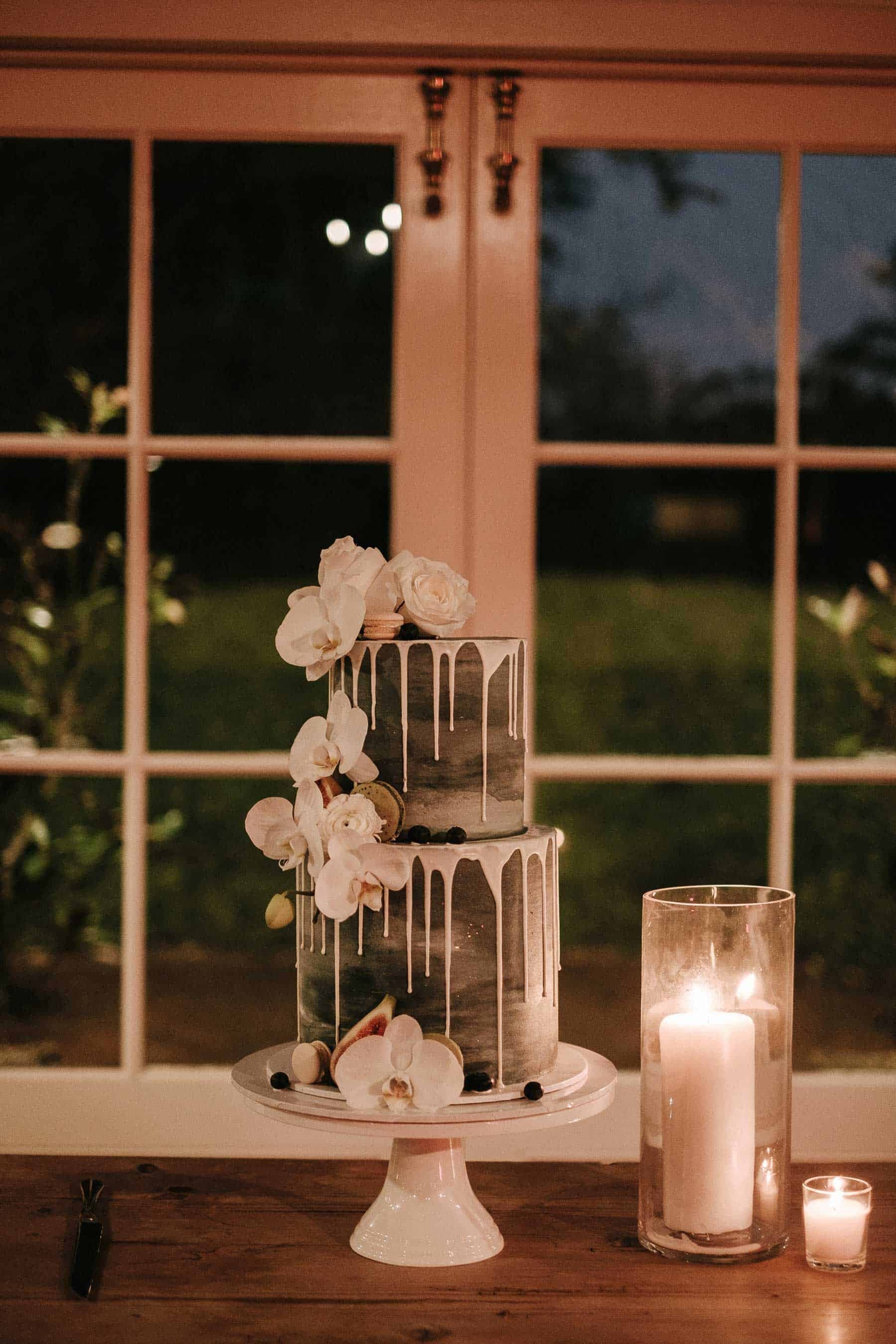 modern drip wedding cake