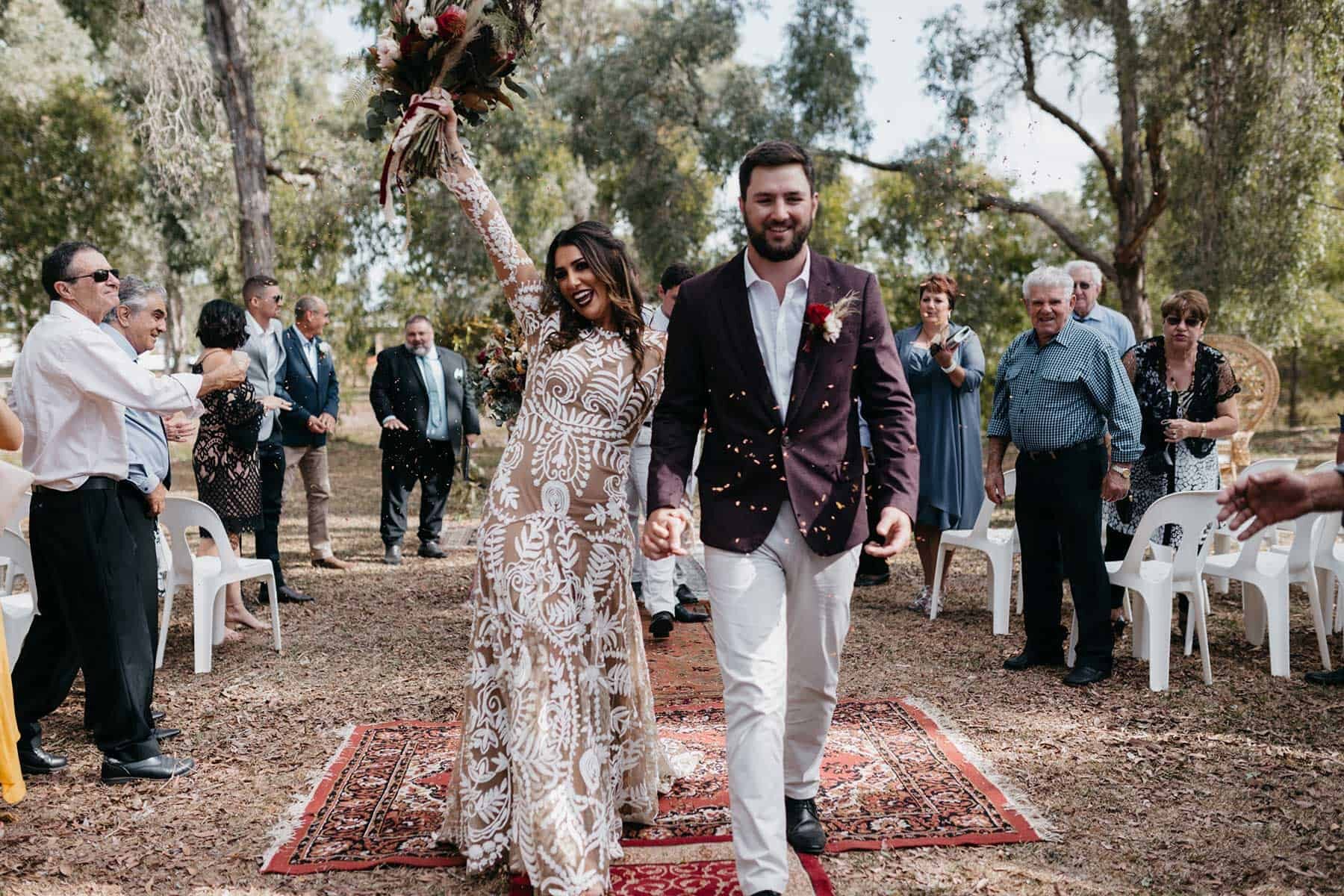DIY boho backyard tipi wedding Queensland