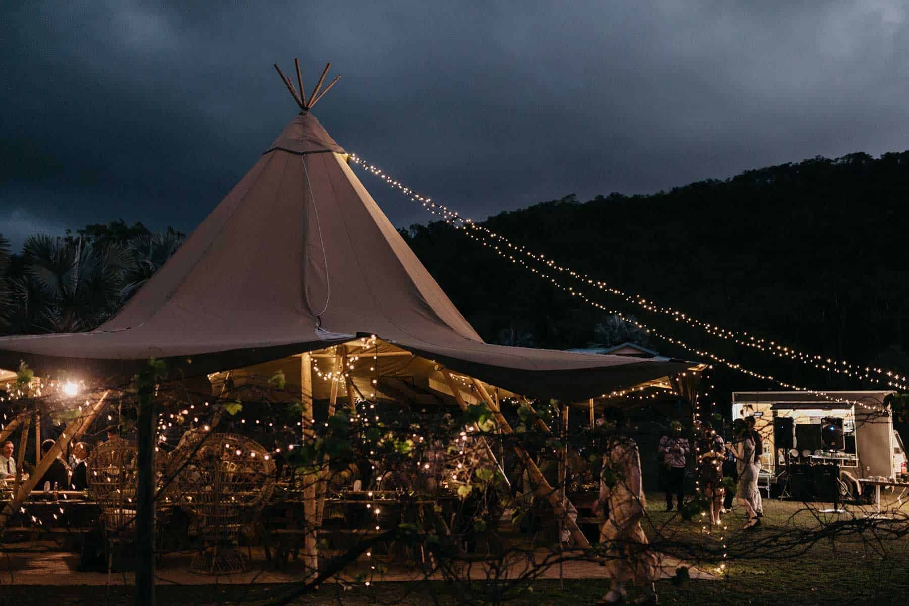 DIY boho backyard tipi wedding Queensland