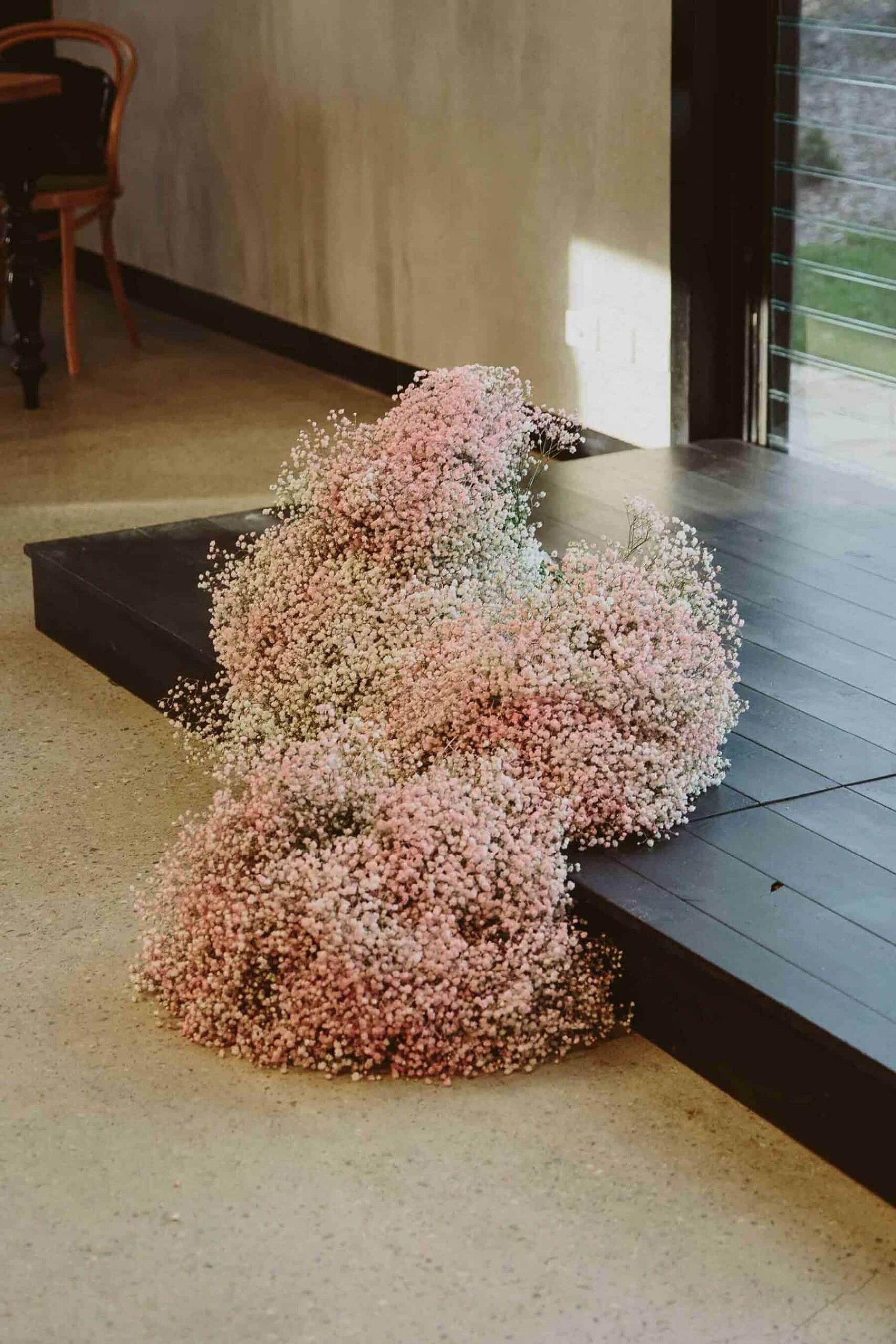 pink baby's breath floral installation