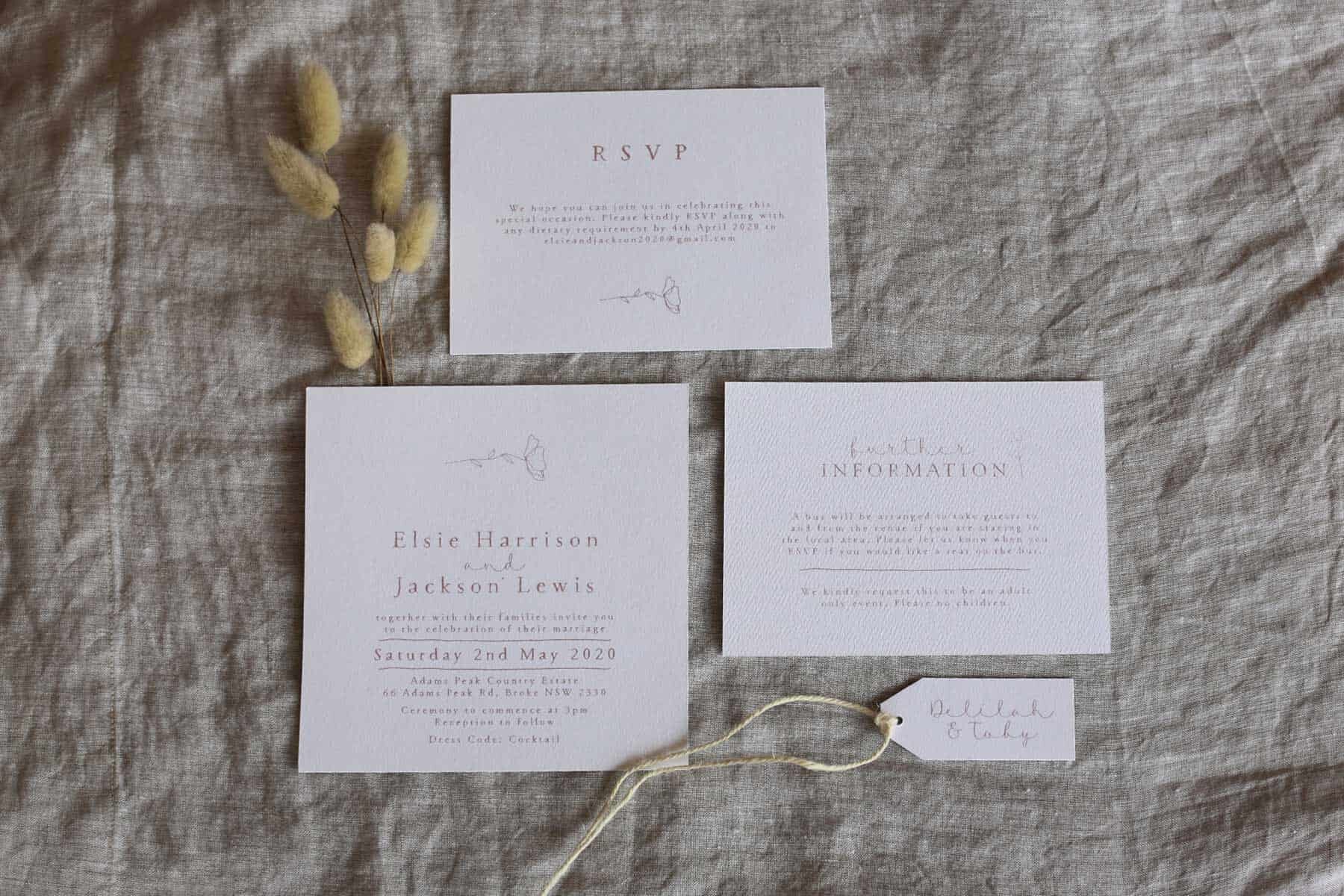 minimalist modern watercolour wedding invitations