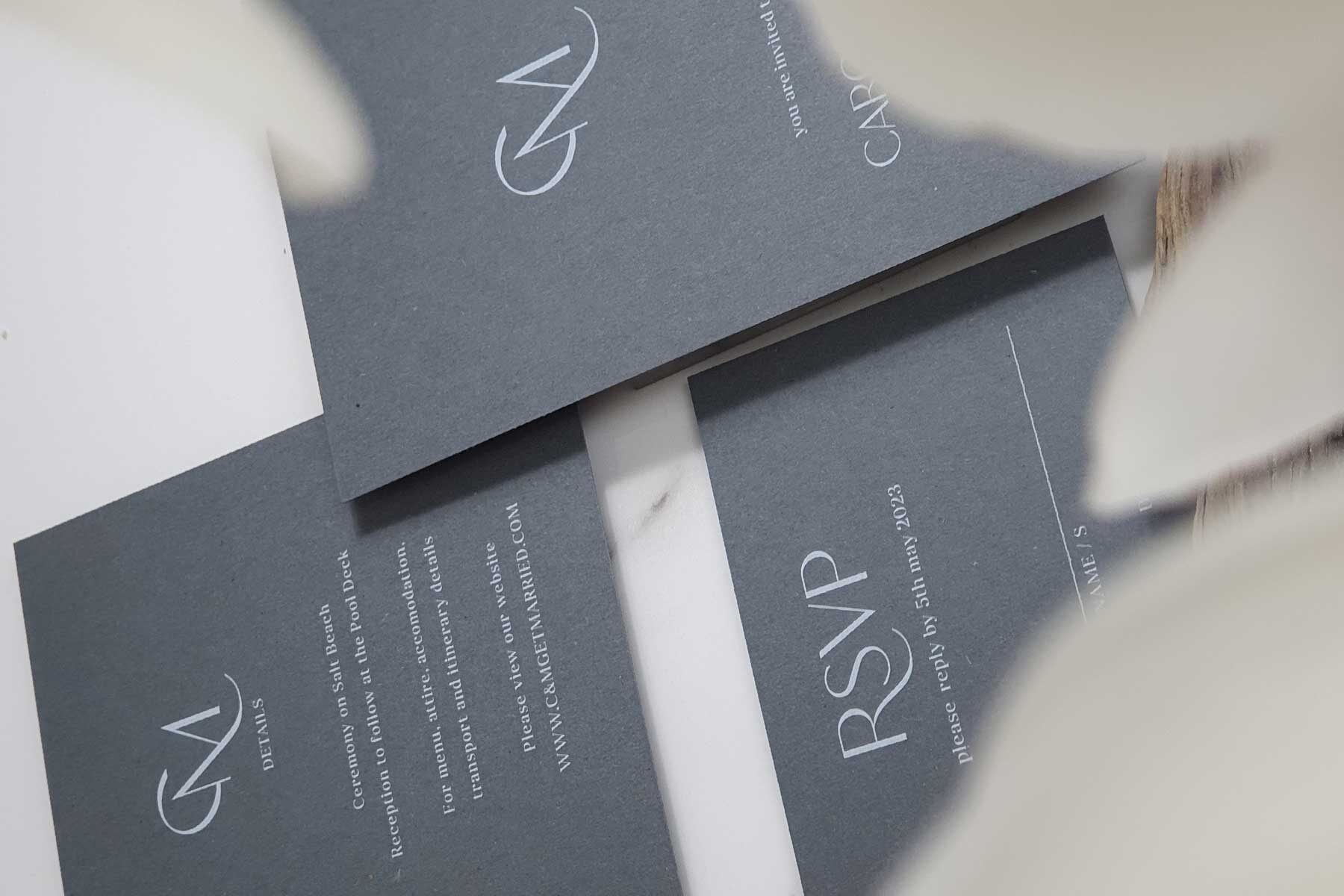 modern and minimal typographic wedding invitations