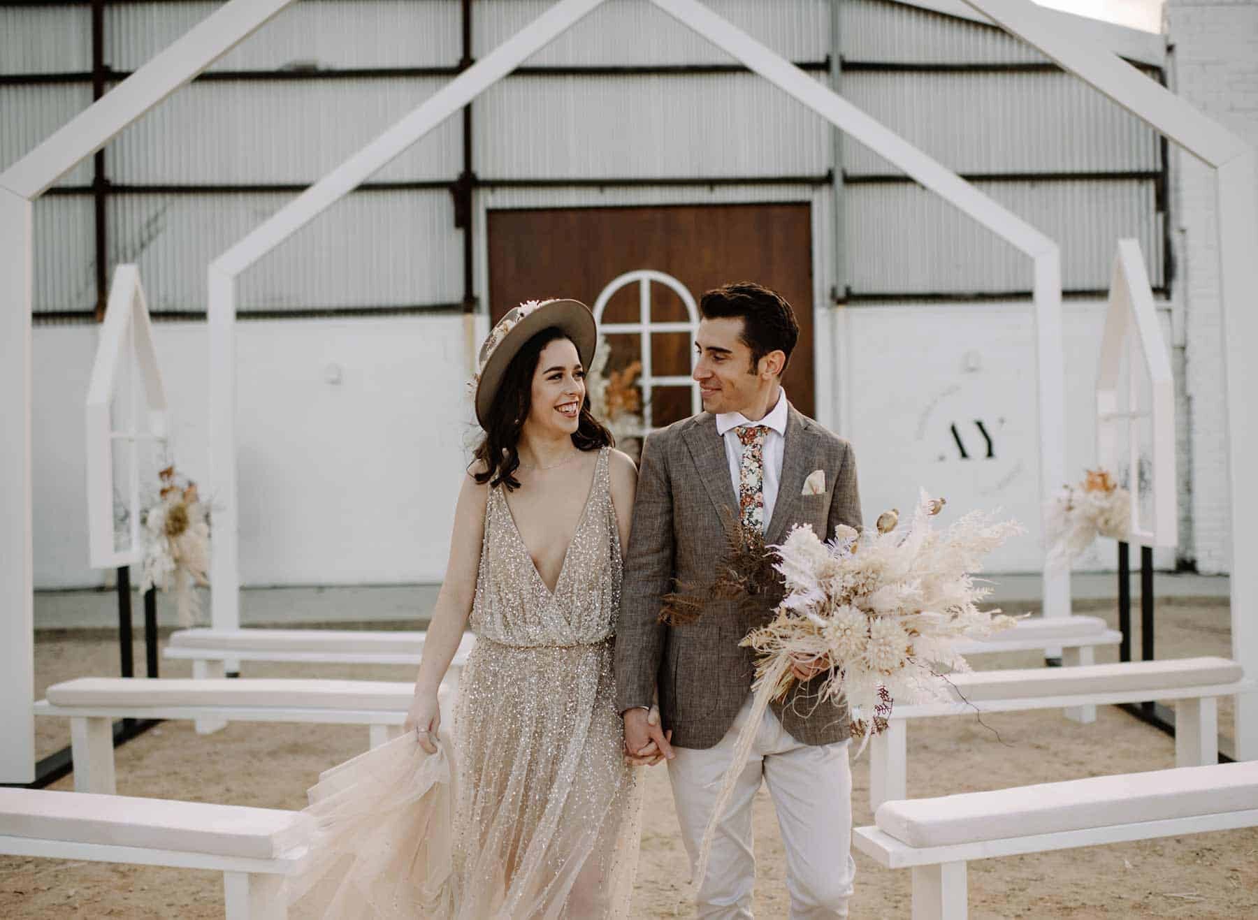 sheer sequin wedding dress by Willowby Watters