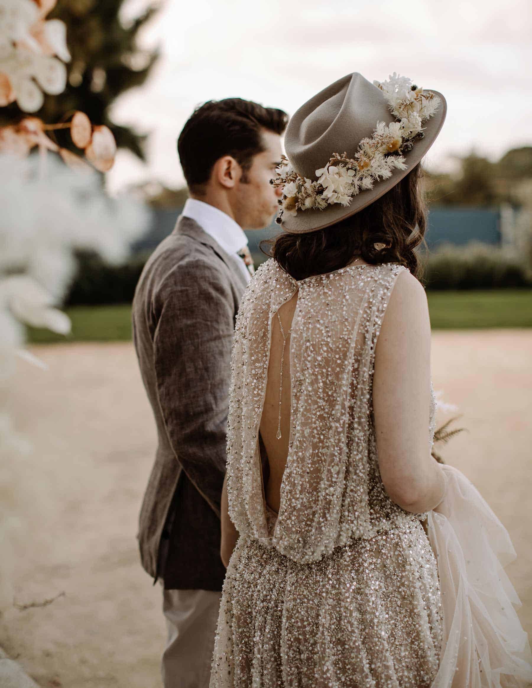 sheer sequin wedding dress by Willowby Watters