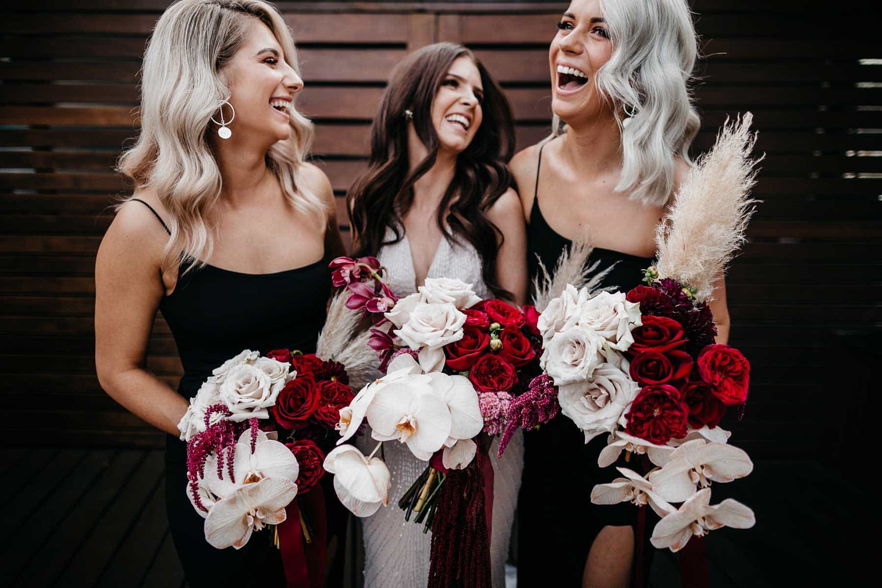 blush and burgundy bridesmaids bouquet